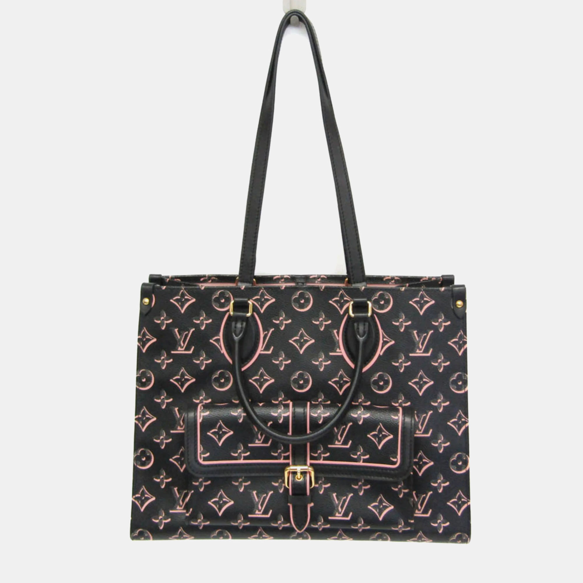 Pre-owned Louis Vuitton Monogram Fall For You On The Go Mm Tote Bag Black Pink