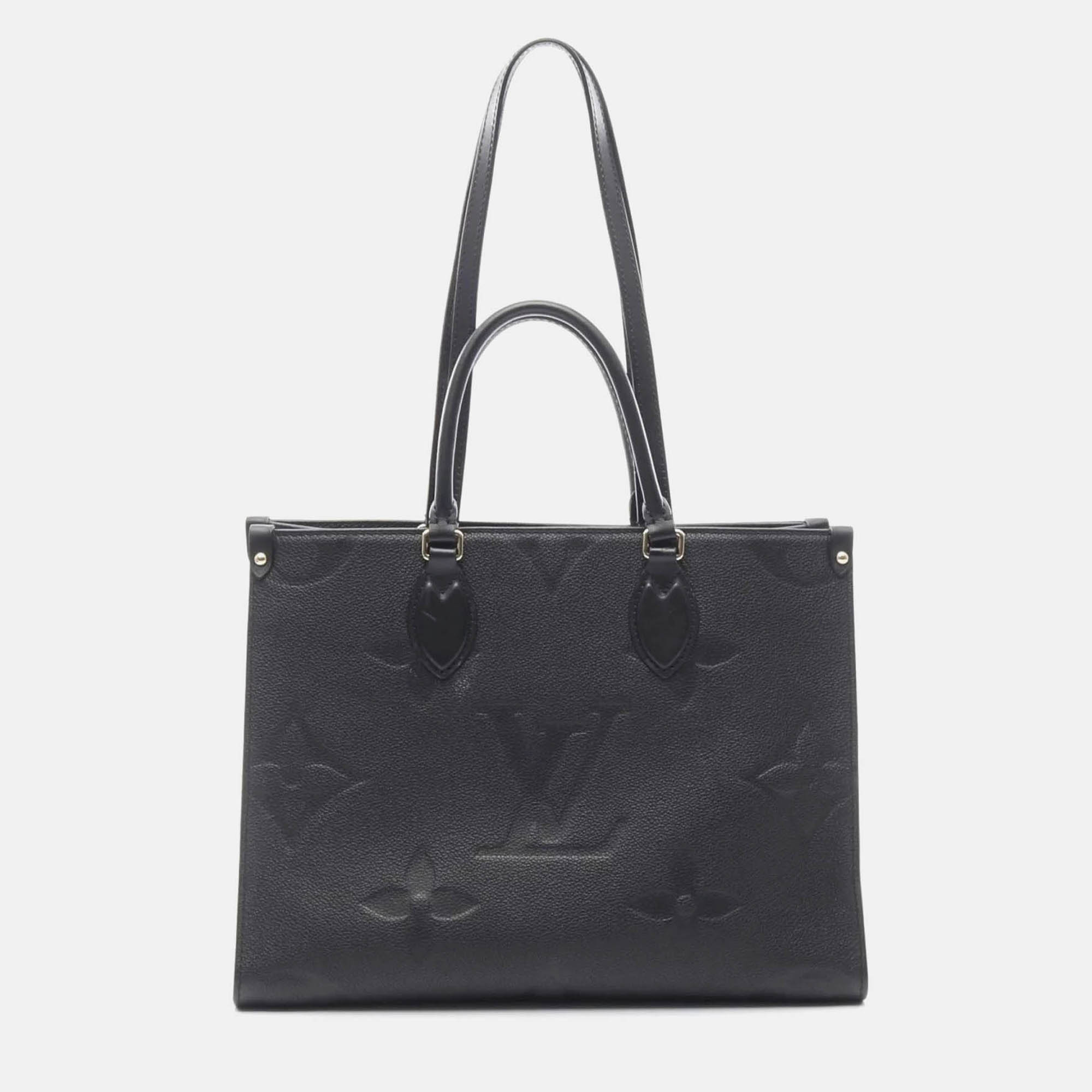 

Louis Vuitton OnTheGo MM Black Monogram Empreinte Leather Tote Handbag