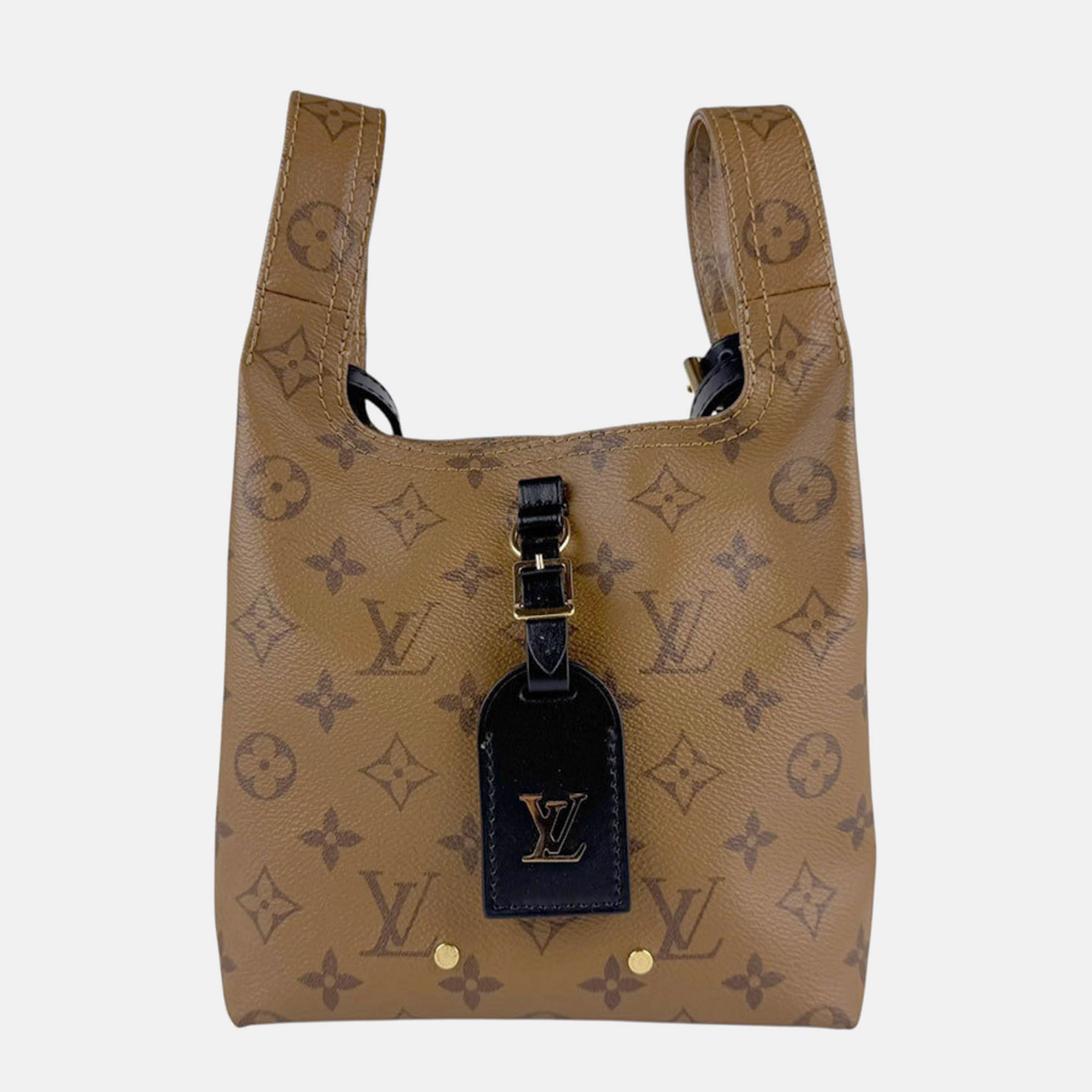 Pre-owned Louis Vuitton Monogram Reverse Atlantis Bb Reverse Brown Coated Canvas Shoulder Bag
