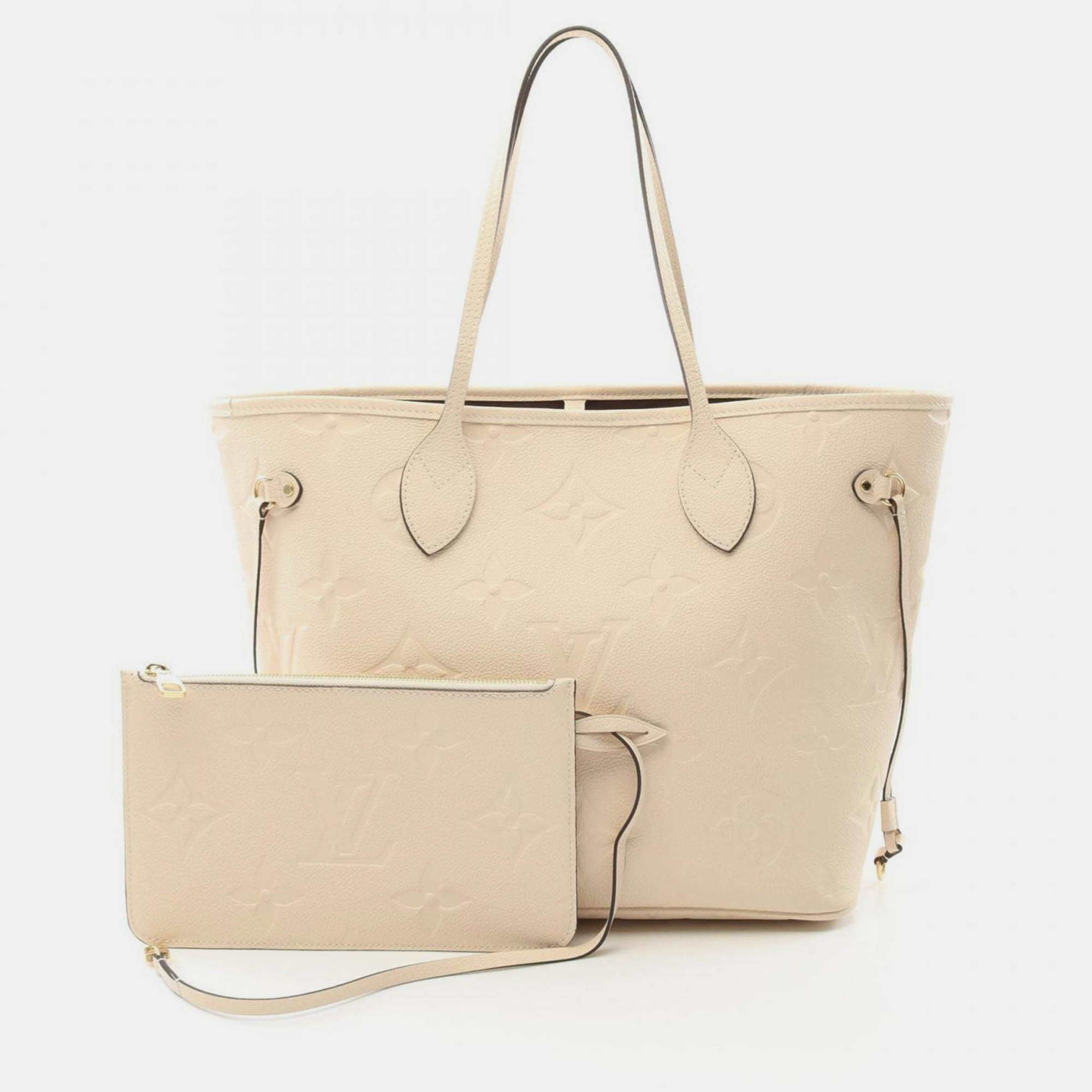 

Louis Vuitton Neverfull MM Ivory Monogram Empreinte Leather Tote Bag, White