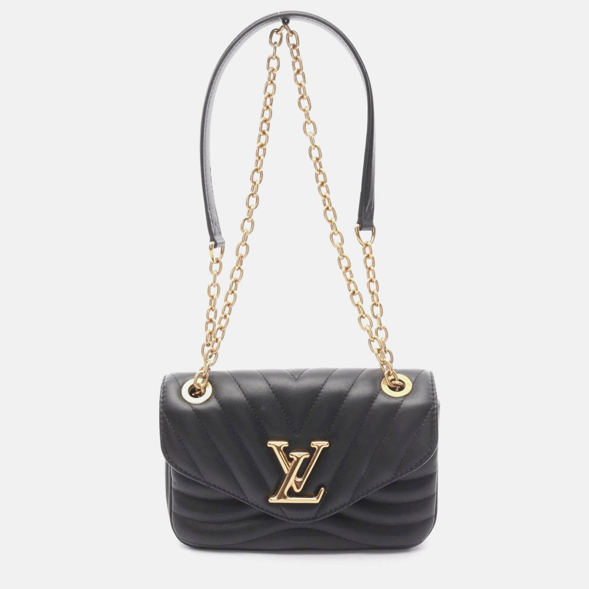 

Louis Vuitton New Wave Chain Bag Pm Shoulder Leather Black