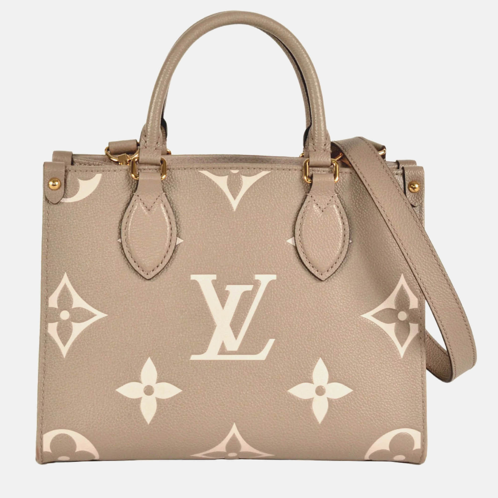 

Louis Vuitton On The Go PM Beige Monogram Empreinte Leather Tote Bag