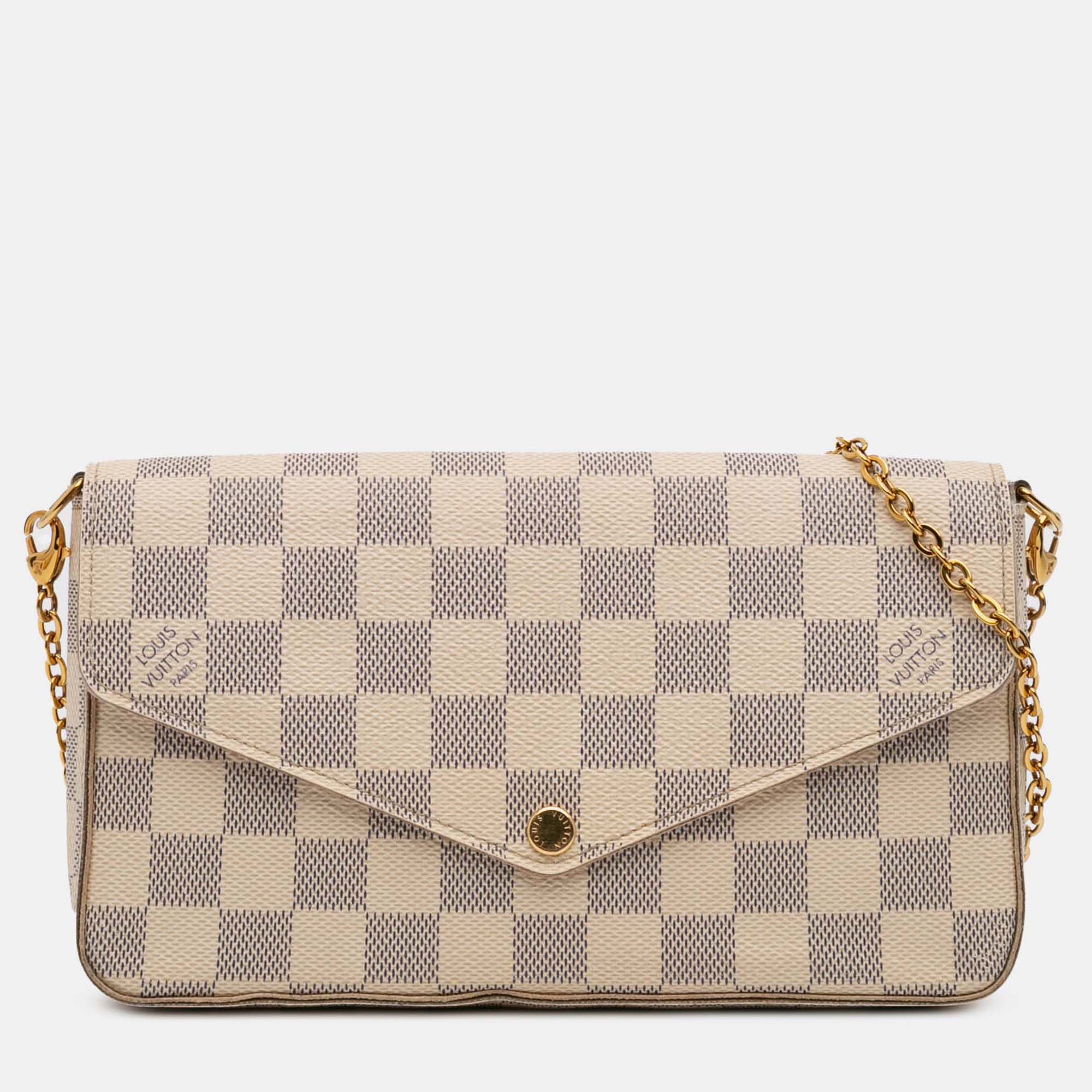 

Louis Vuitton White Damier Azur Pochette Felicie