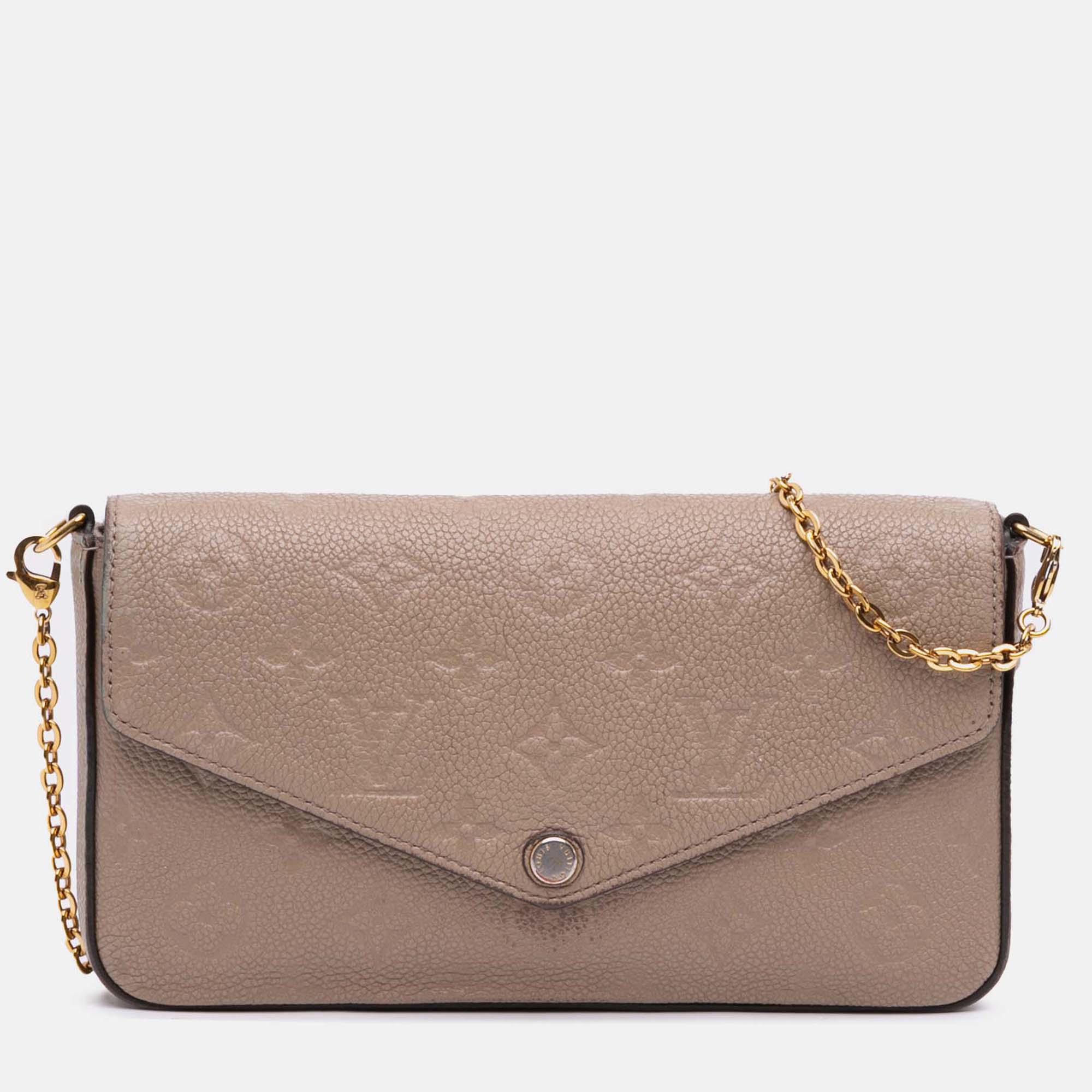 

Louis Vuitton Brown Monogram Empreinte Pochette Felicie Bag