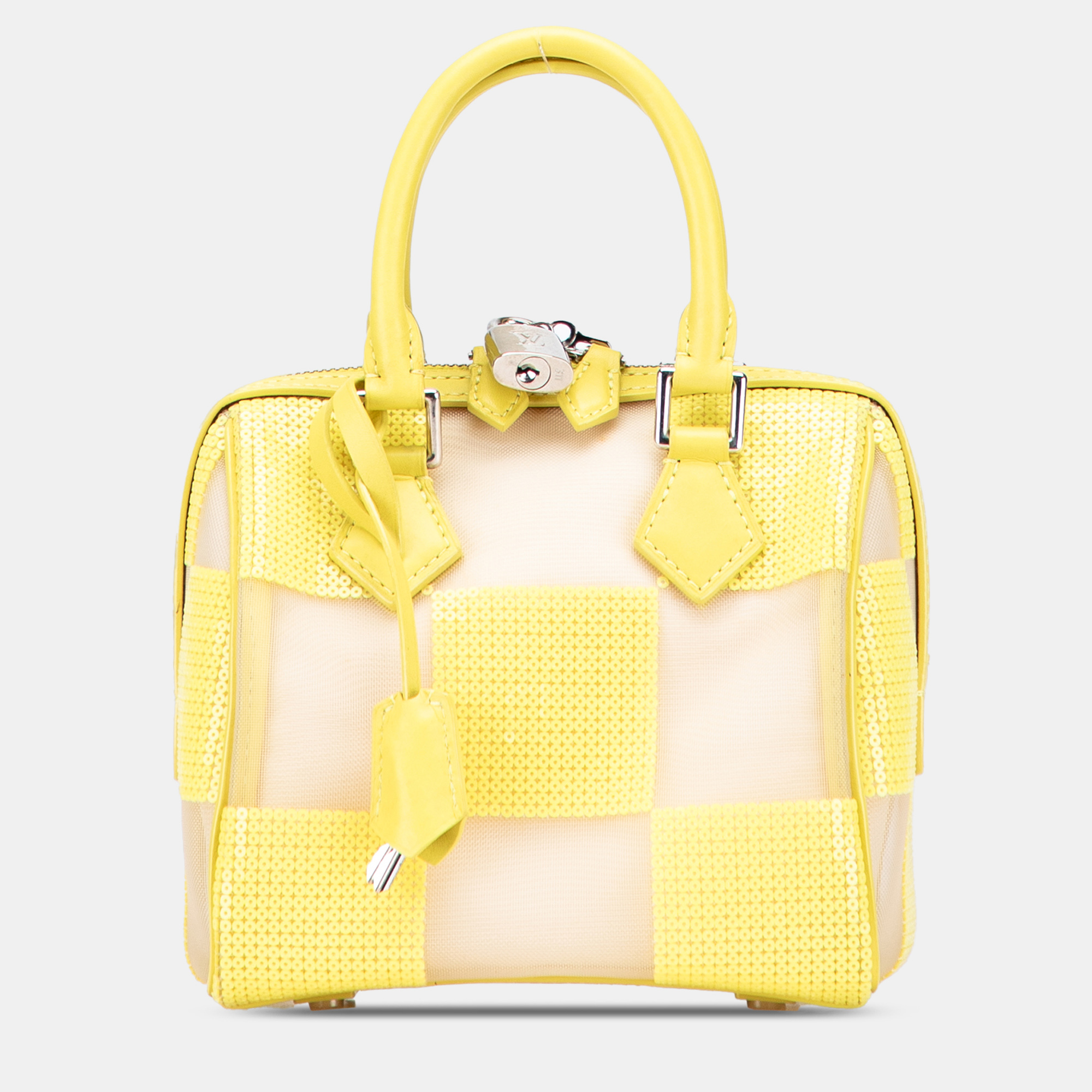 

Louis Vuitton Yellow Damier Optic Mesh Sequins Cube Speedy