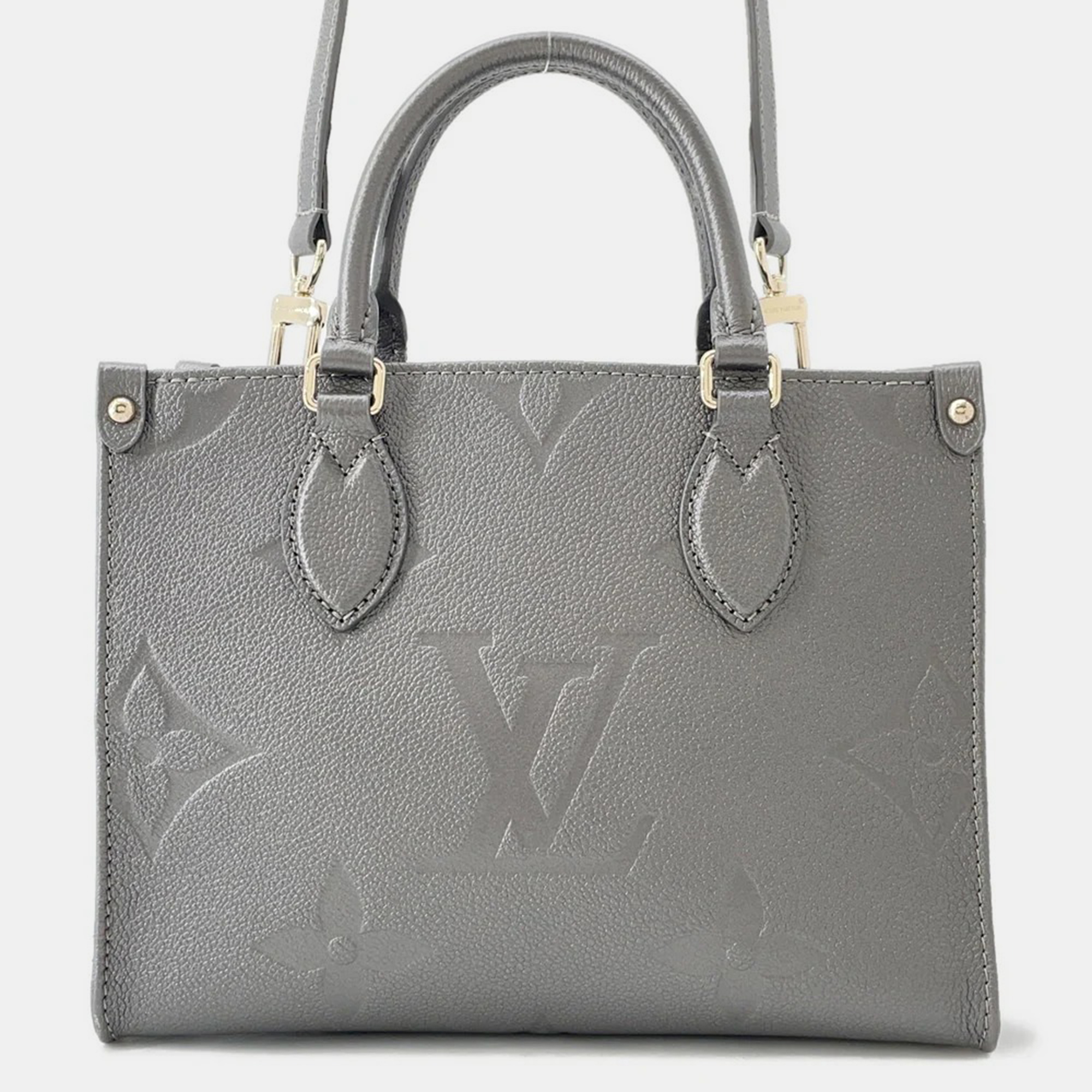 

Louis Vuitton Onthego PM Gunmetal Monogram Empreinte Leather Tote Bag, Grey