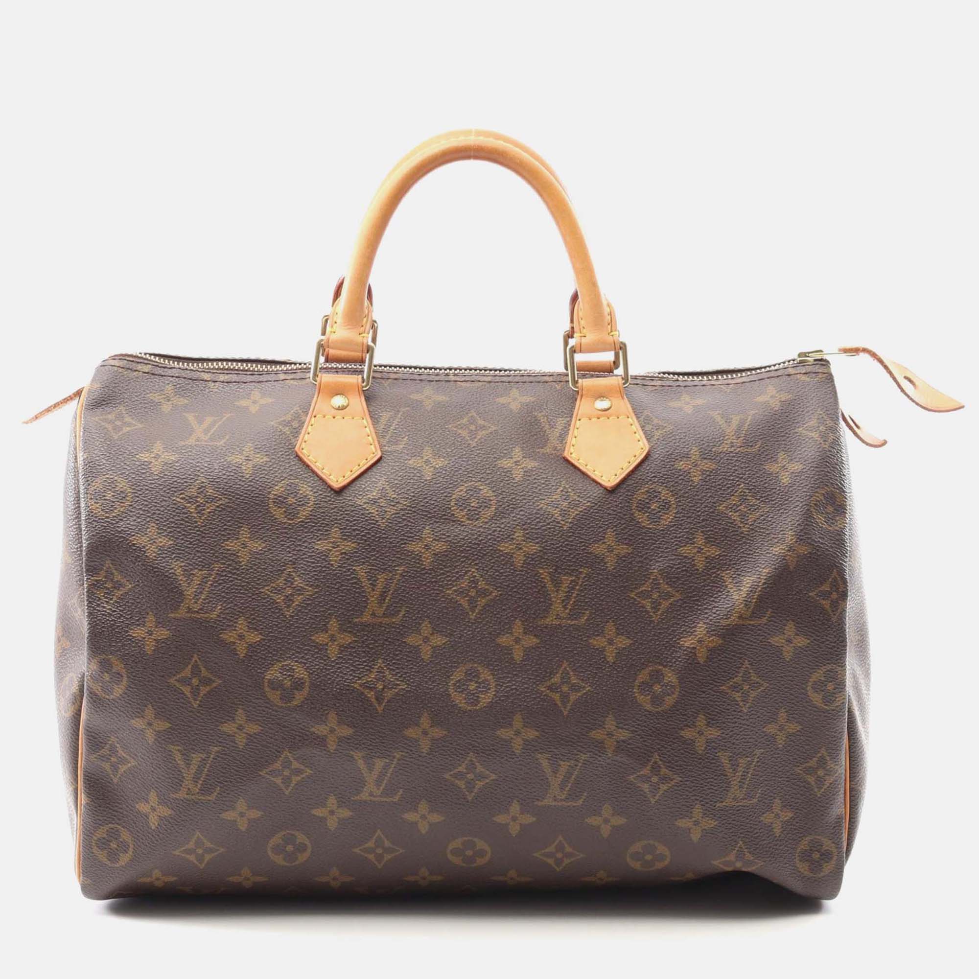 

Louis Vuitton Speedy 35 Handbag M41524 Monogram Canvas Leather Brown Used Women