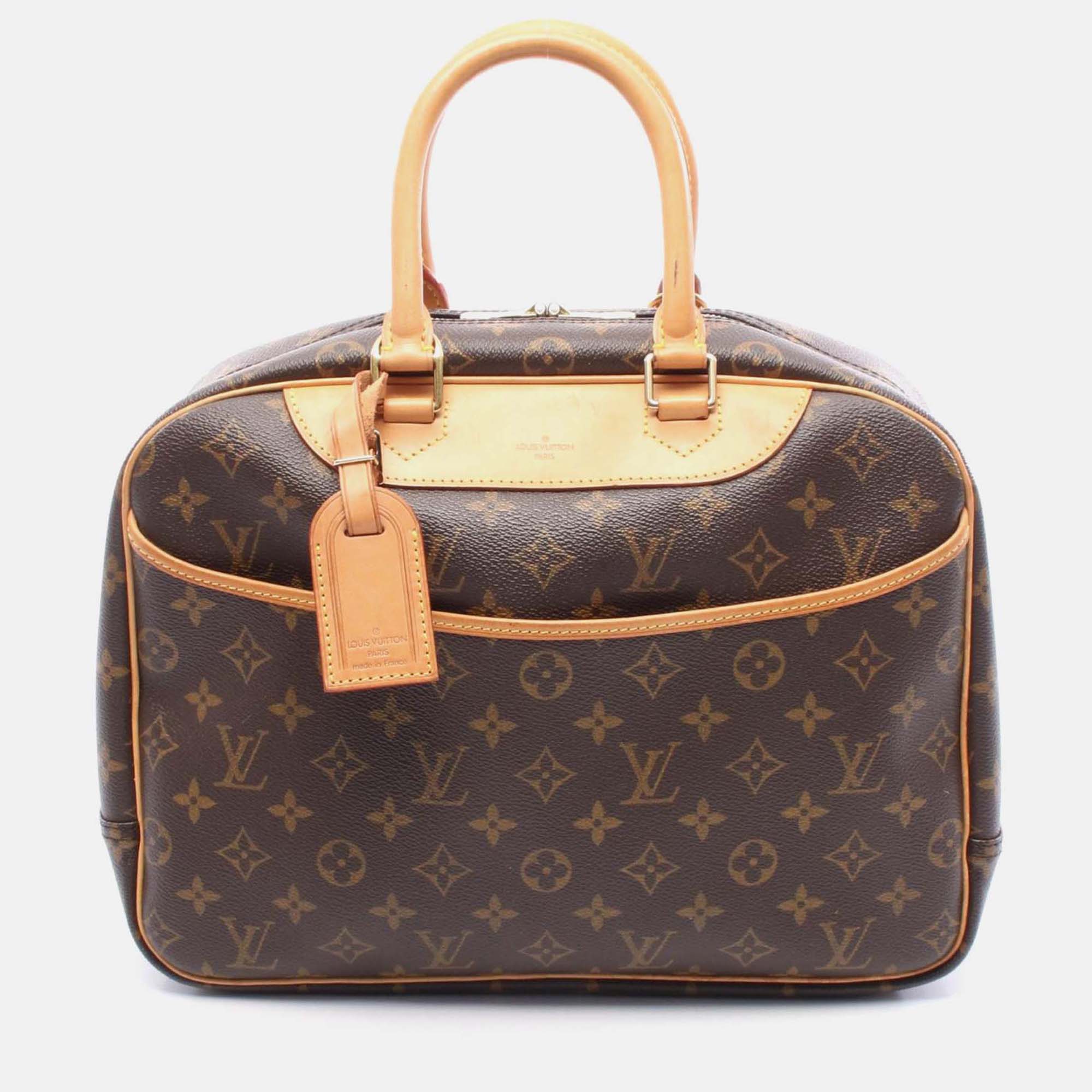 

Louis Vuitton Deauville Bowling Vanity Handbag M47270 Monogram Canvas Used Women, Brown