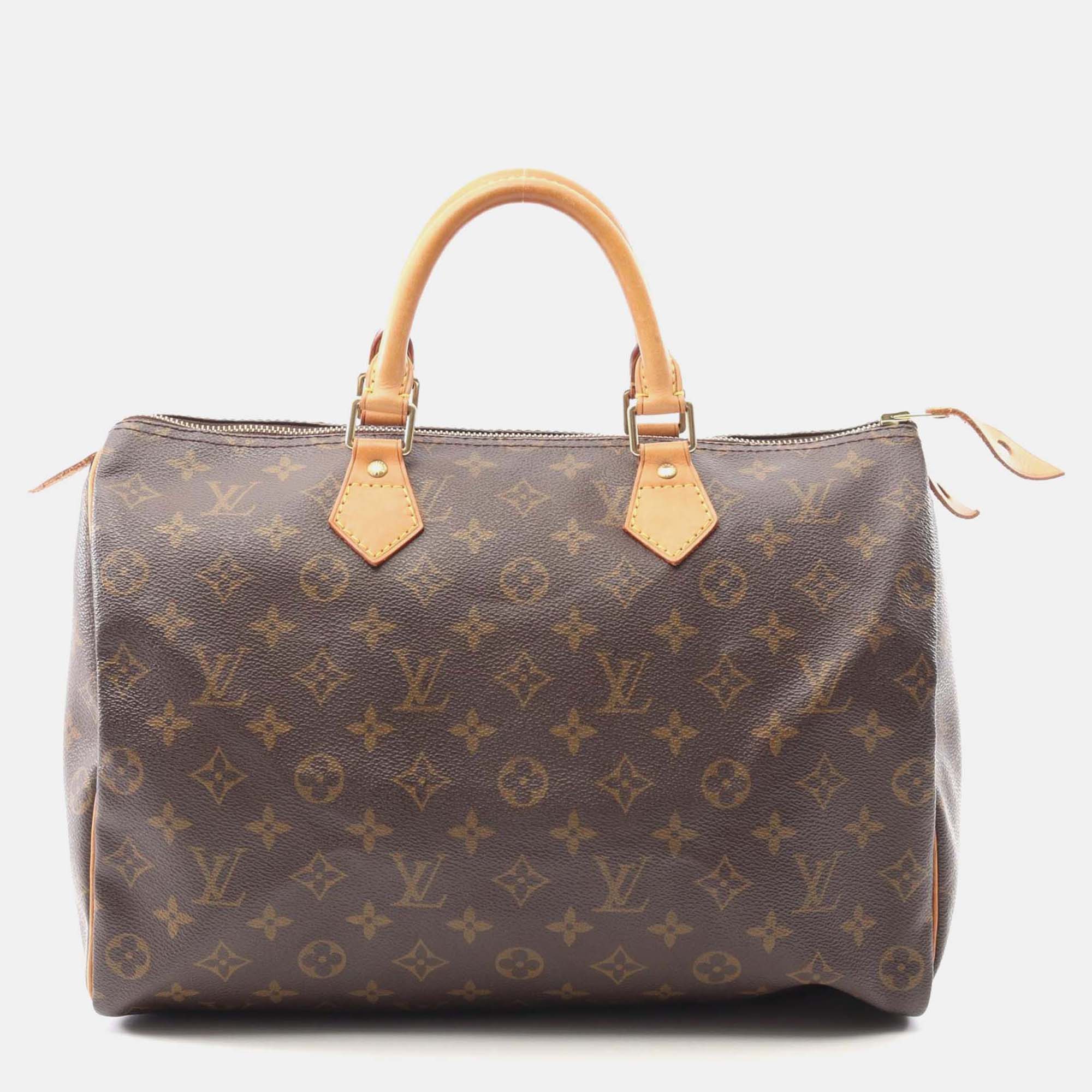 

Louis Vuitton Speedy 35 Handbag M41524 Monogram Canvas Leather Brown Used Women