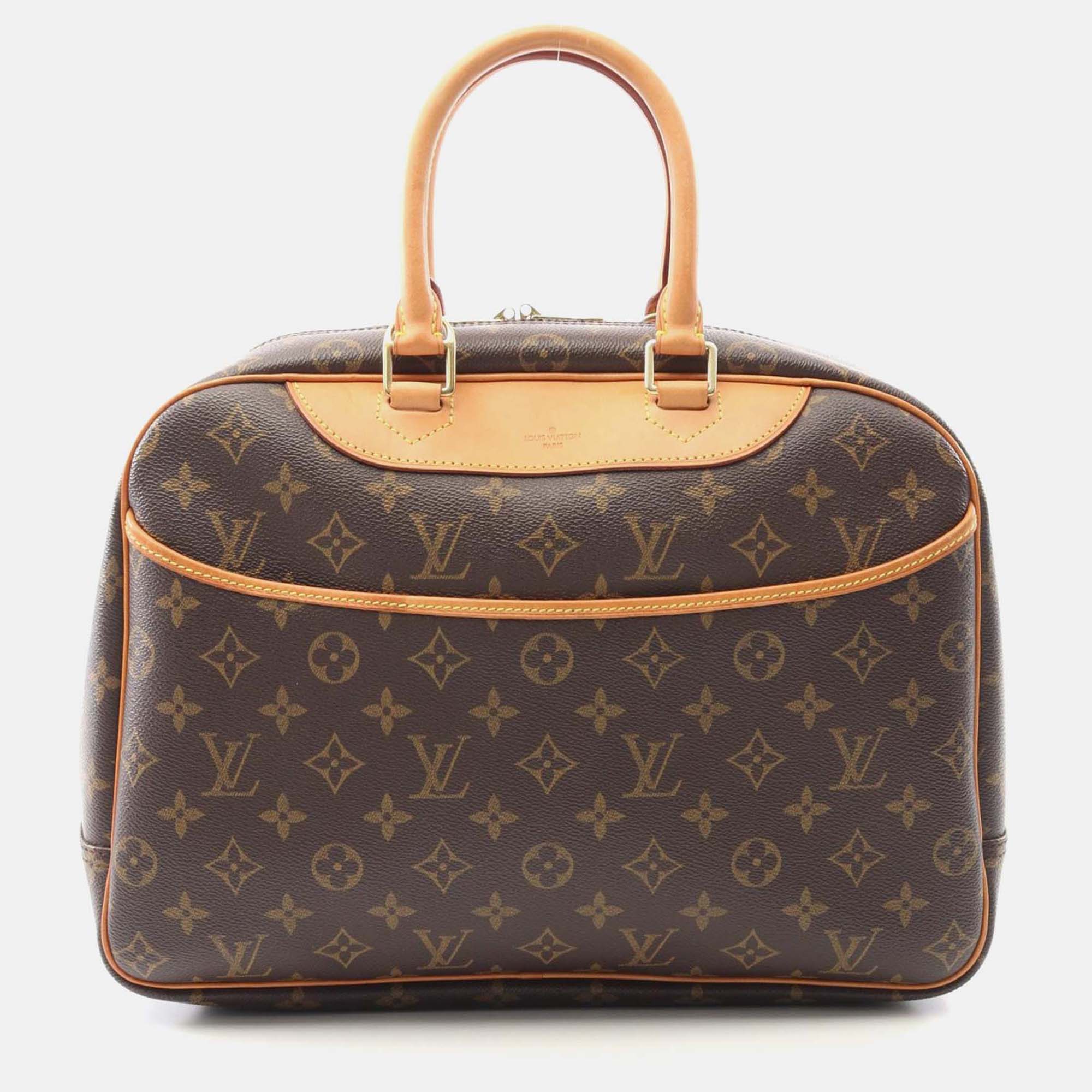 

Louis Vuitton Deauville Bowling Vanity Handbag M47270 Monogram Canvas Used Women, Brown