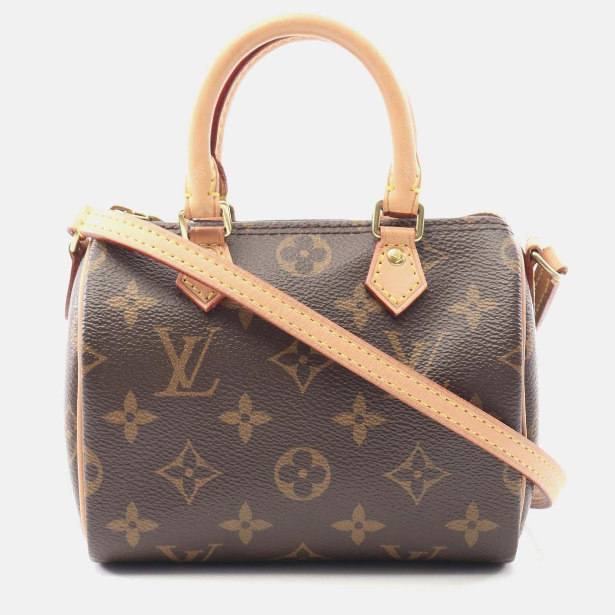 

Louis Vuitton Nano Speedy Crossbody Shoulder Bag M61252 Monogram Canvas Used Lv, Brown