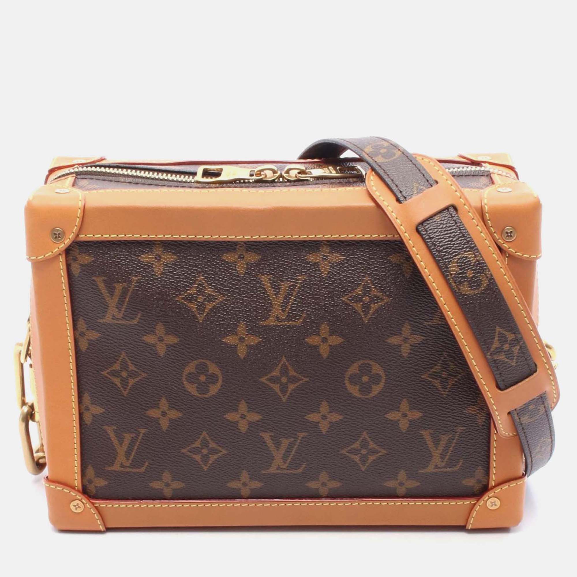 

Louis Vuitton Soft Trunk Shoulder Bag M44660 Monogram Canvas Leather Used Mens, Brown