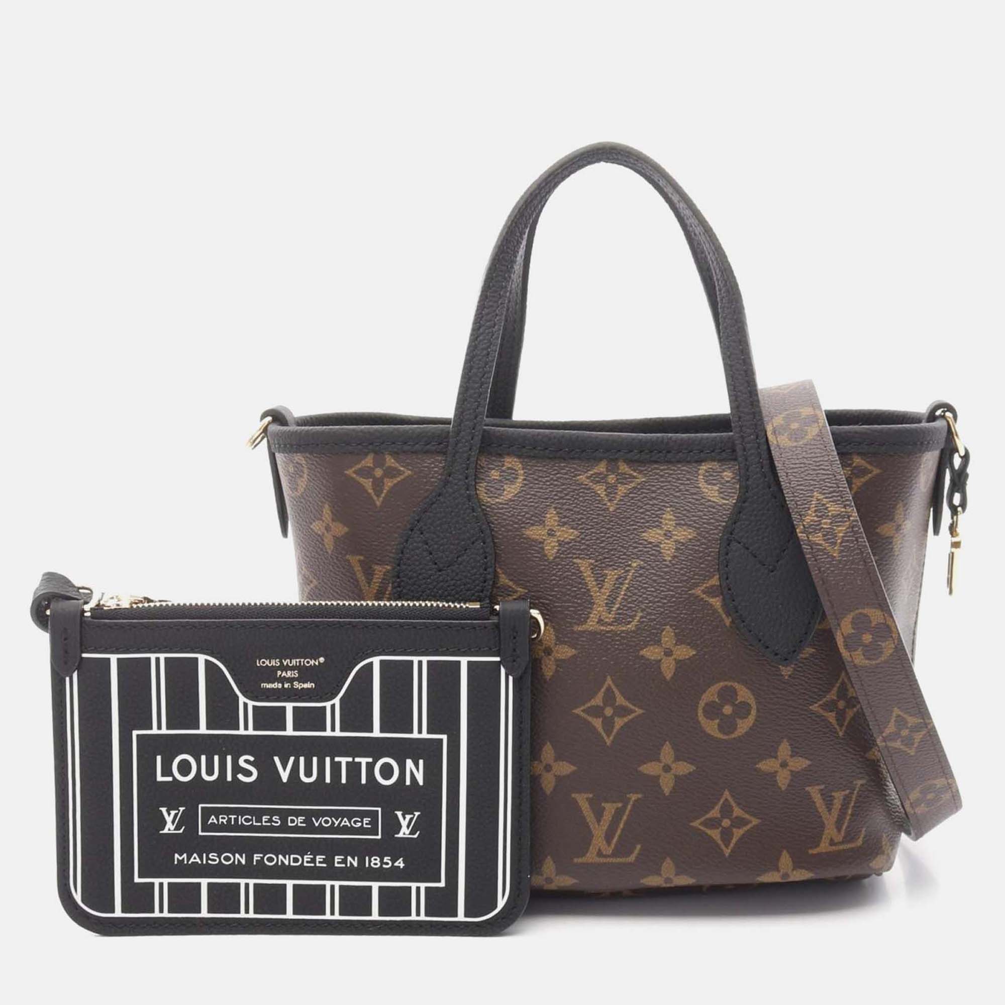 

Louis Vuitton Neverfull Inside Out Bb Shoulder Tote Bag M12099 Monogram Black Lv, Brown