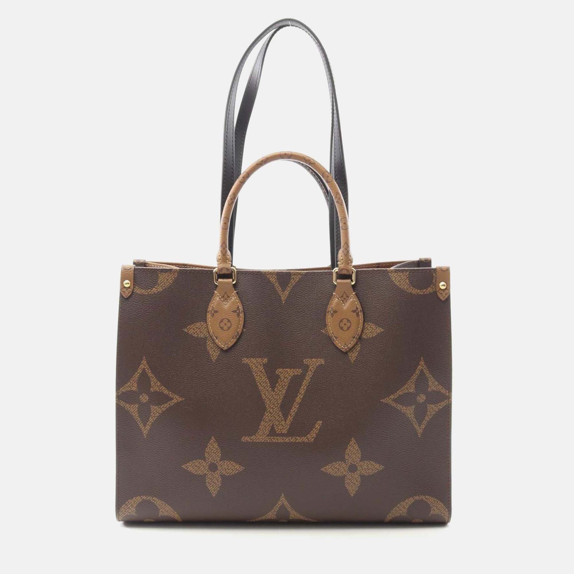 

Louis Vuitton On The Go Mm Shoulder Tote Bag M45321 Monogram Giant Reverse Used, Brown