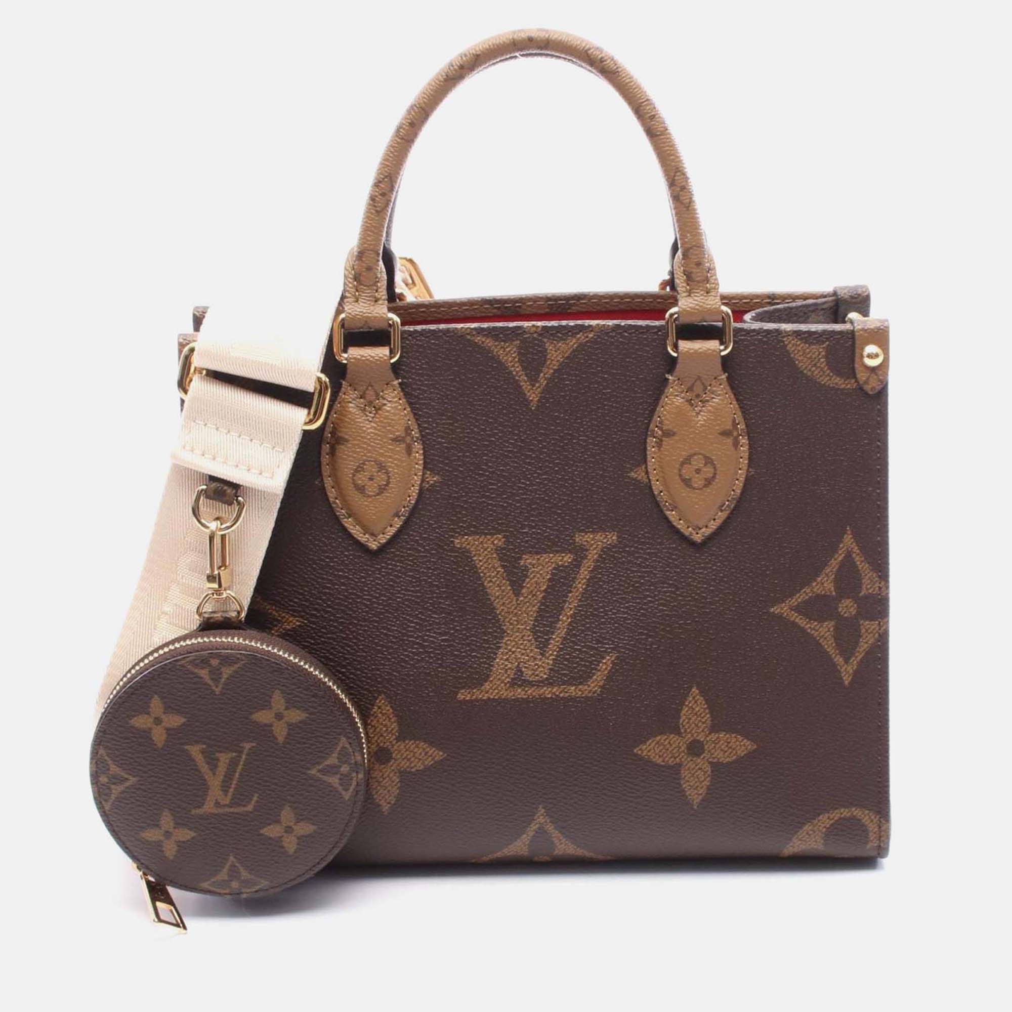 

Louis Vuitton On The Go Pm Shoulder Handbag M46373 Monogram Giant Reverse Used, Brown