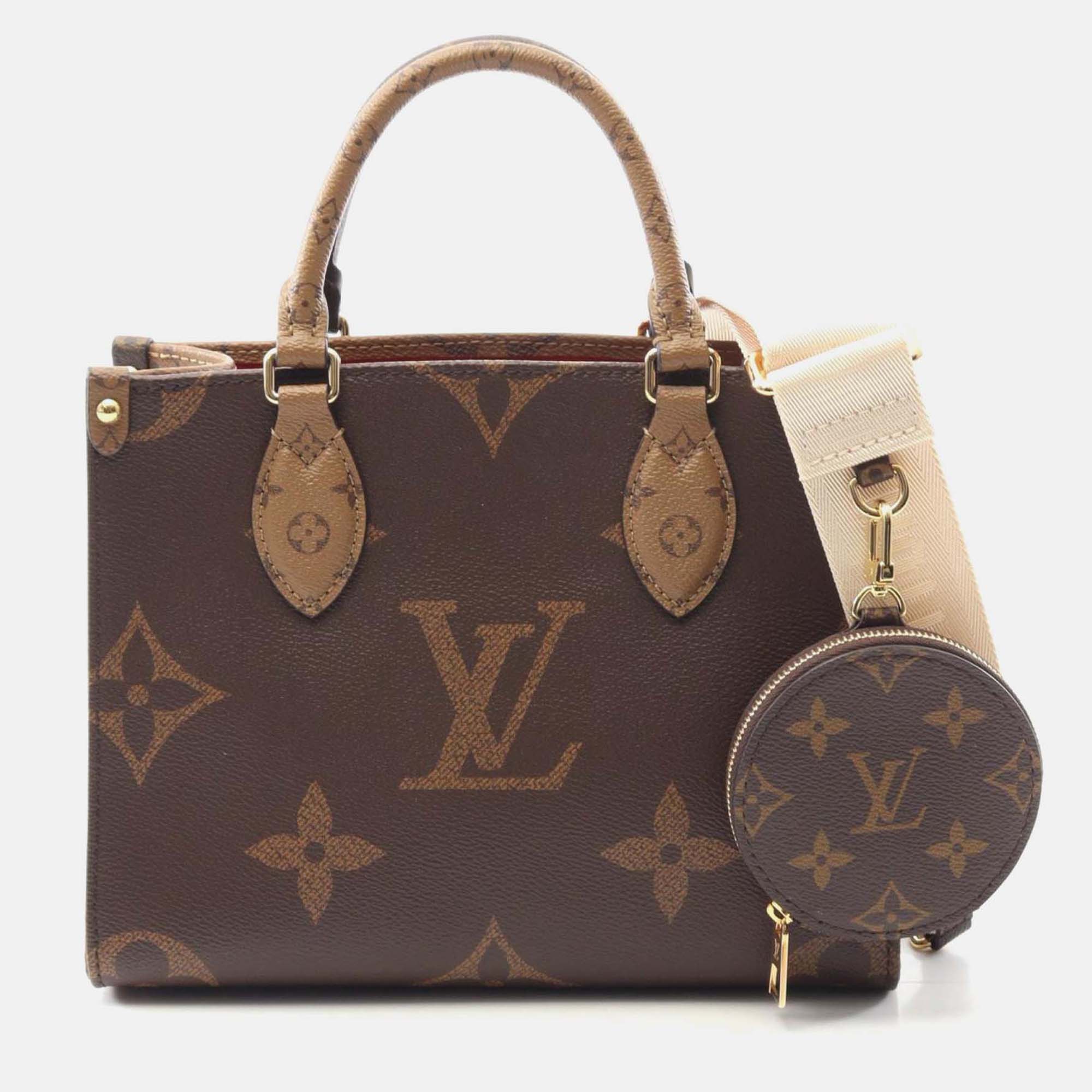 

Louis Vuitton Onthego Pm Shoulder Handbag M46373 Monogram Giant Reverse Used Lv, Brown