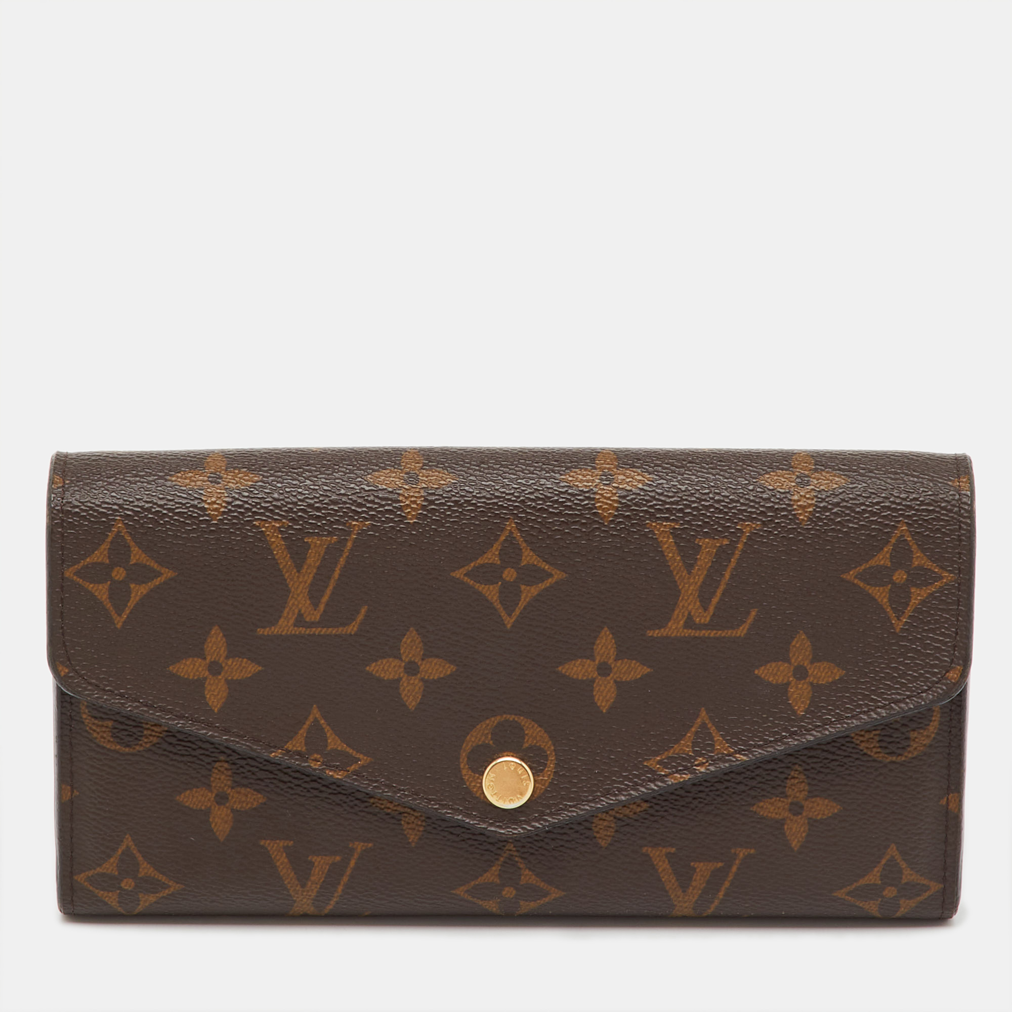 Pre-owned Louis Vuitton Monogram Canvas Sarah Wallet In Brown