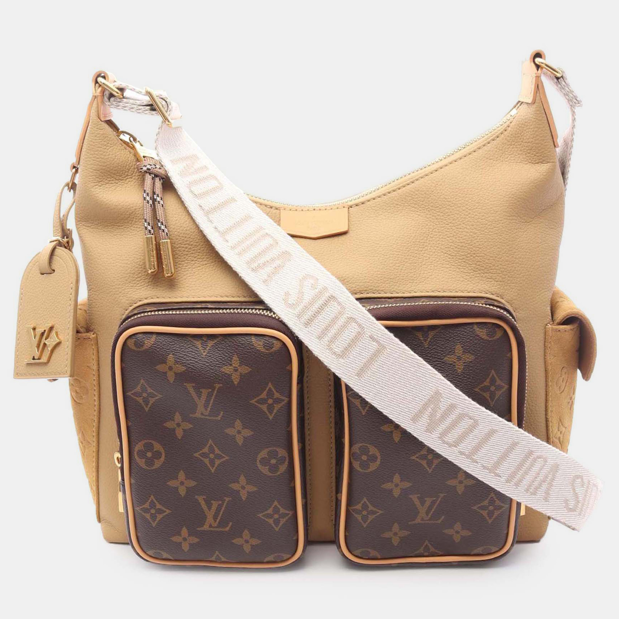 

Louis Vuitton Beige Grained Calfskin and Monogram Hobo Cargo