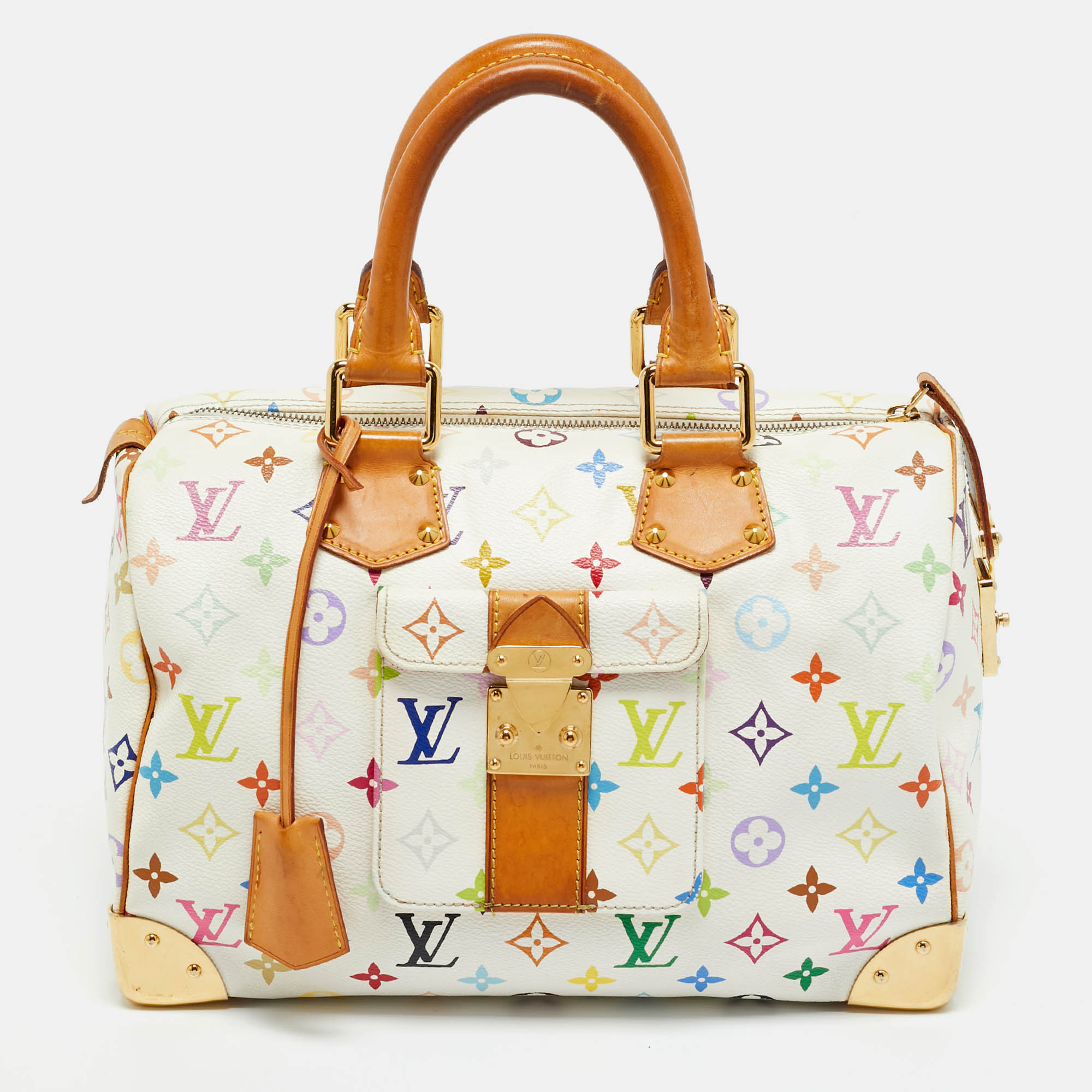 

Louis Vuitton White Multicolor Monogram Canvas Speedy 30 Bag