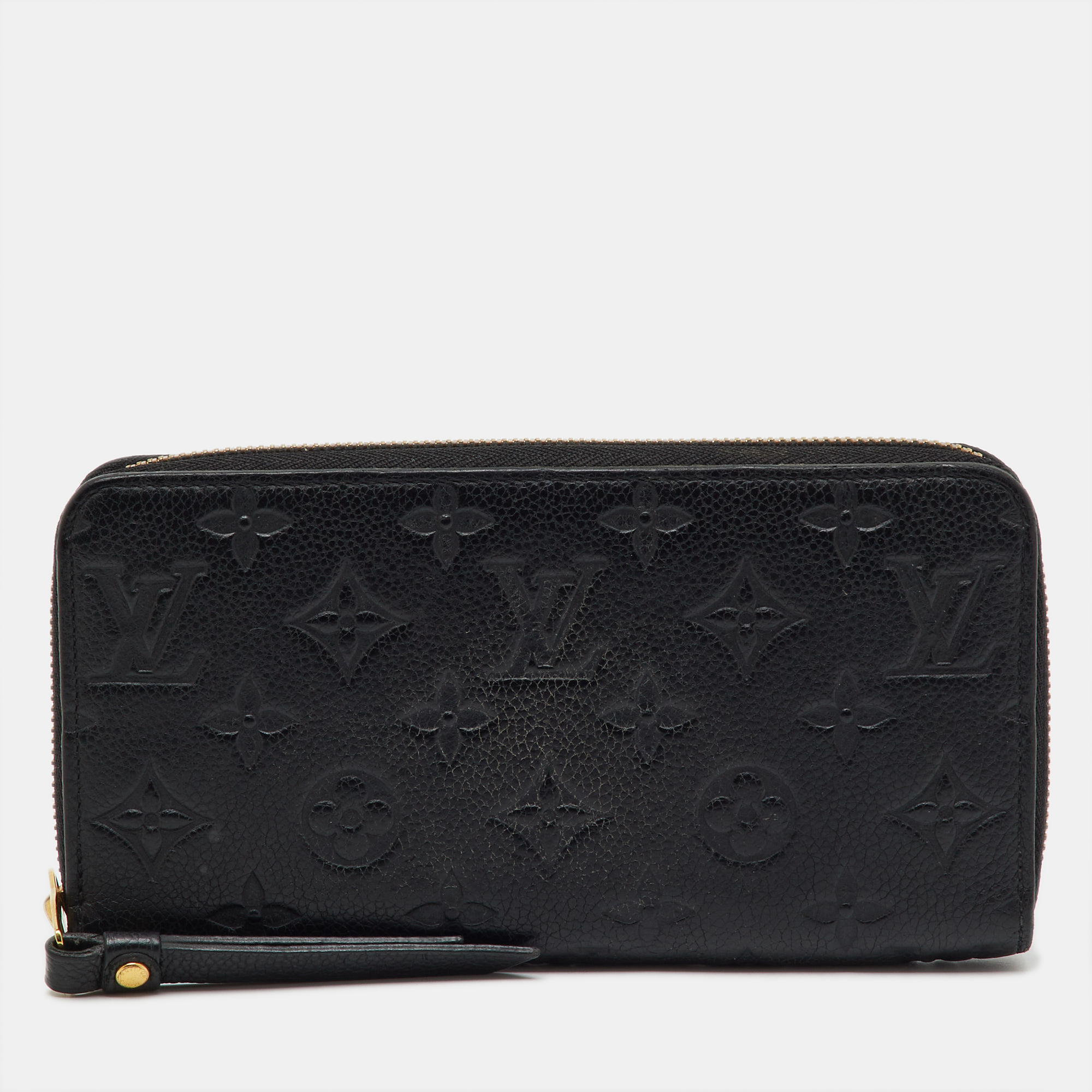 Pre-owned Louis Vuitton Black Monogram Empreinte Leather Zippy Wallet