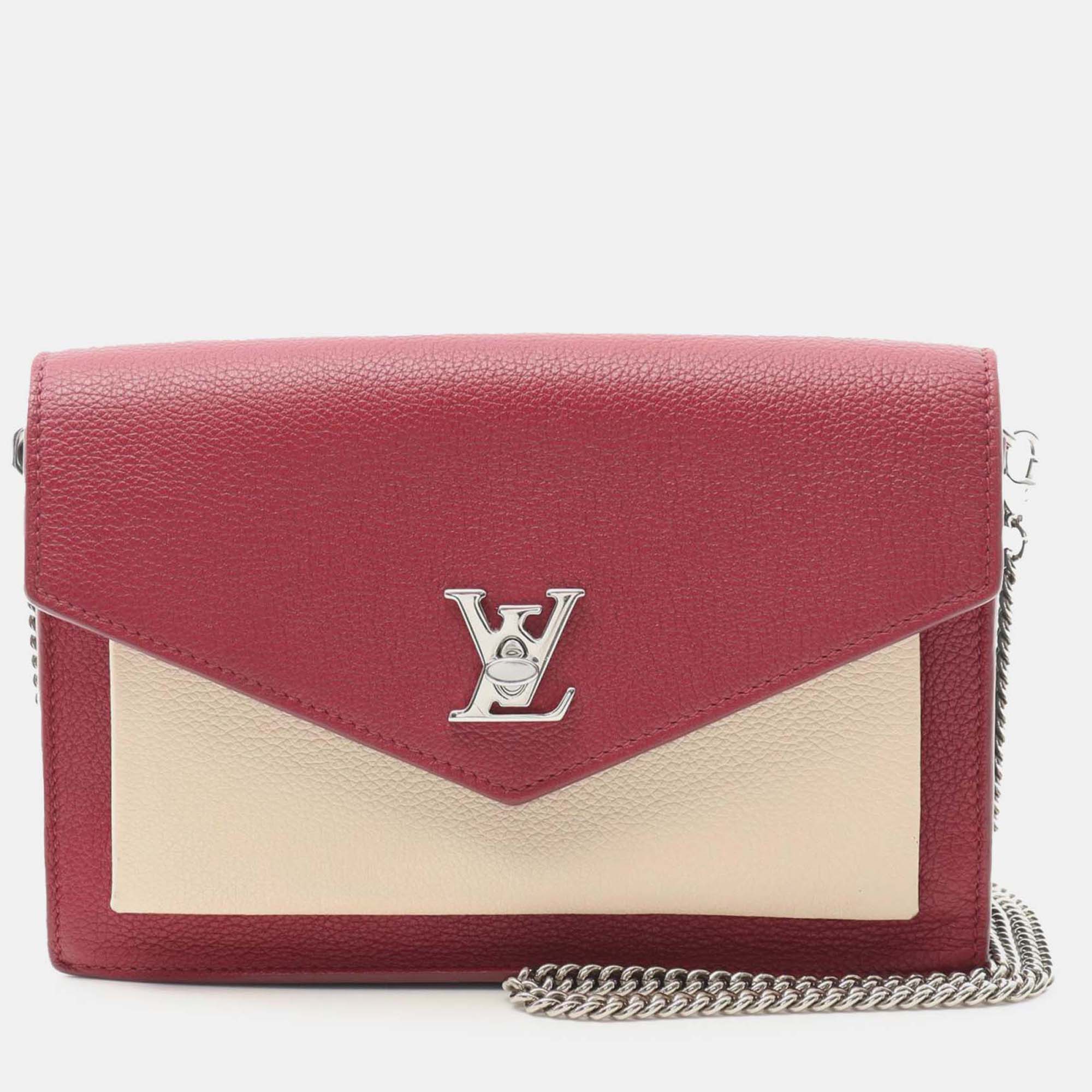 

Louis Vuitton Red Bicolor Leather MyLockMe Chain Pochette