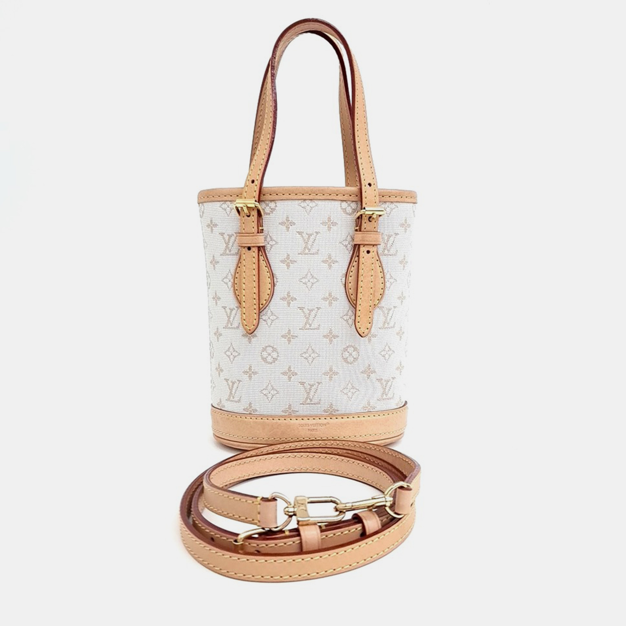 

Louis Vuitton Multicolor White Coated Canvas and Leather Nano Bucket