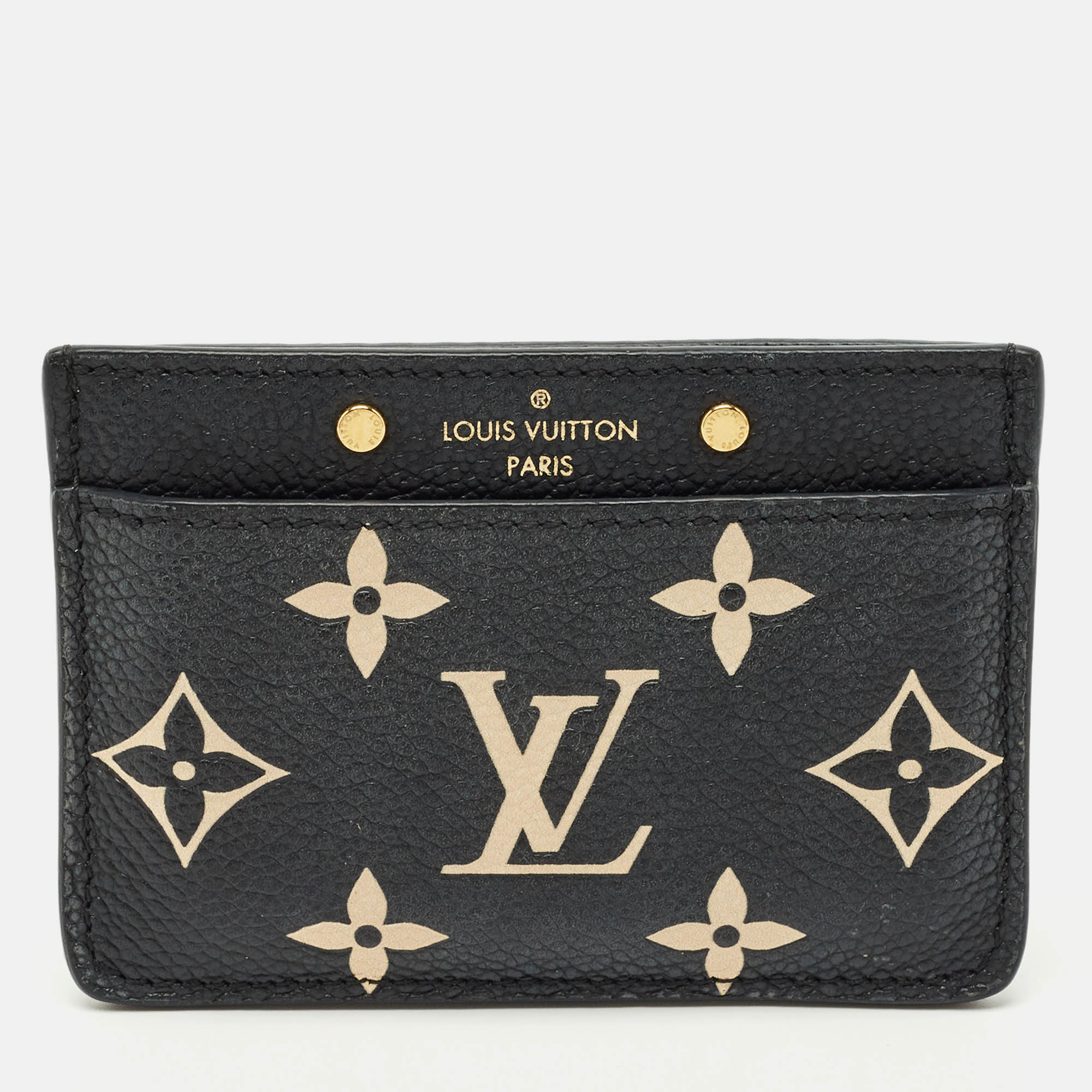 

Louis Vuitton Bicolour Monogram Empreinte Leather Card Holder, Black