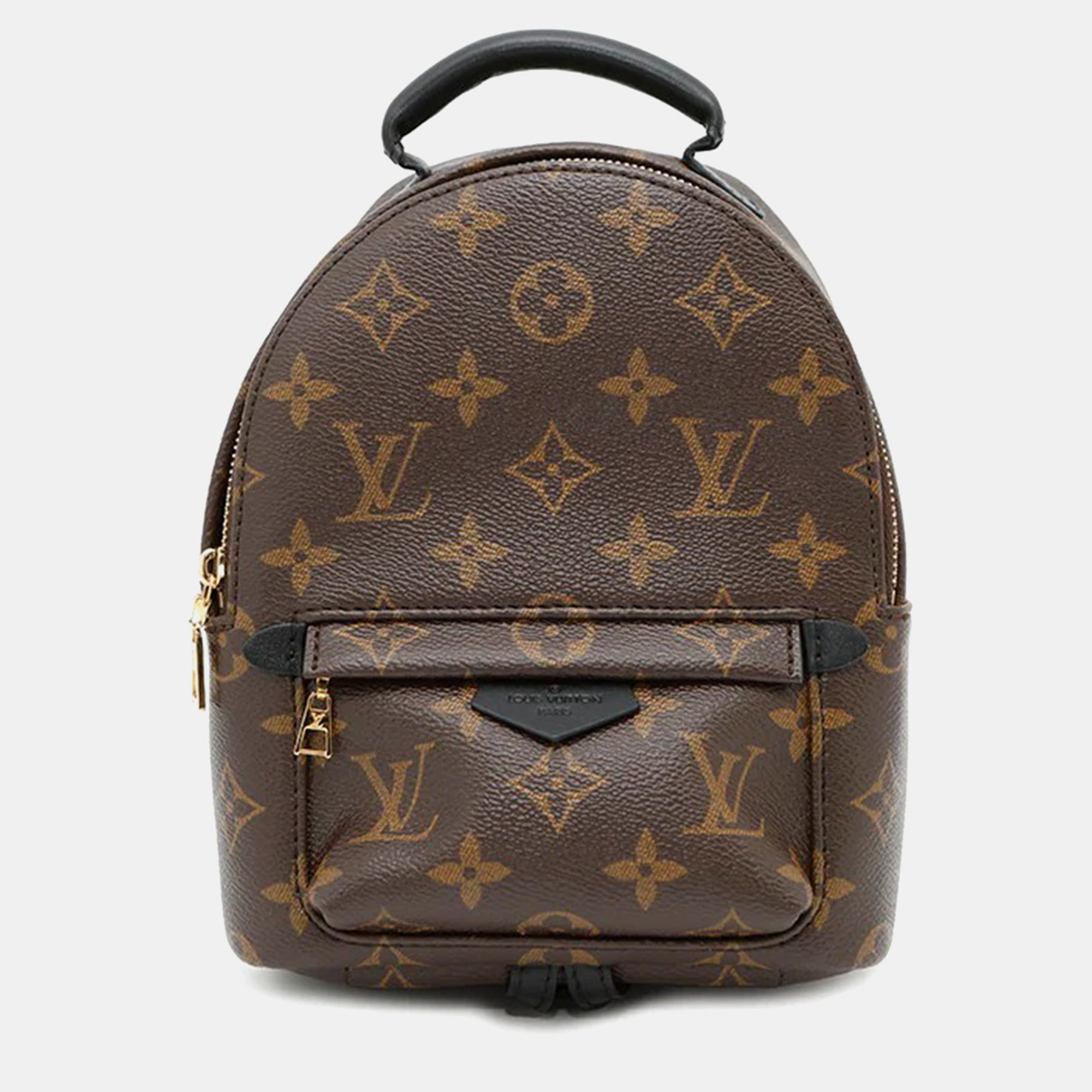 Pre-owned Louis Vuitton Palm Springs Noir Monogram Mini Backpack In Black
