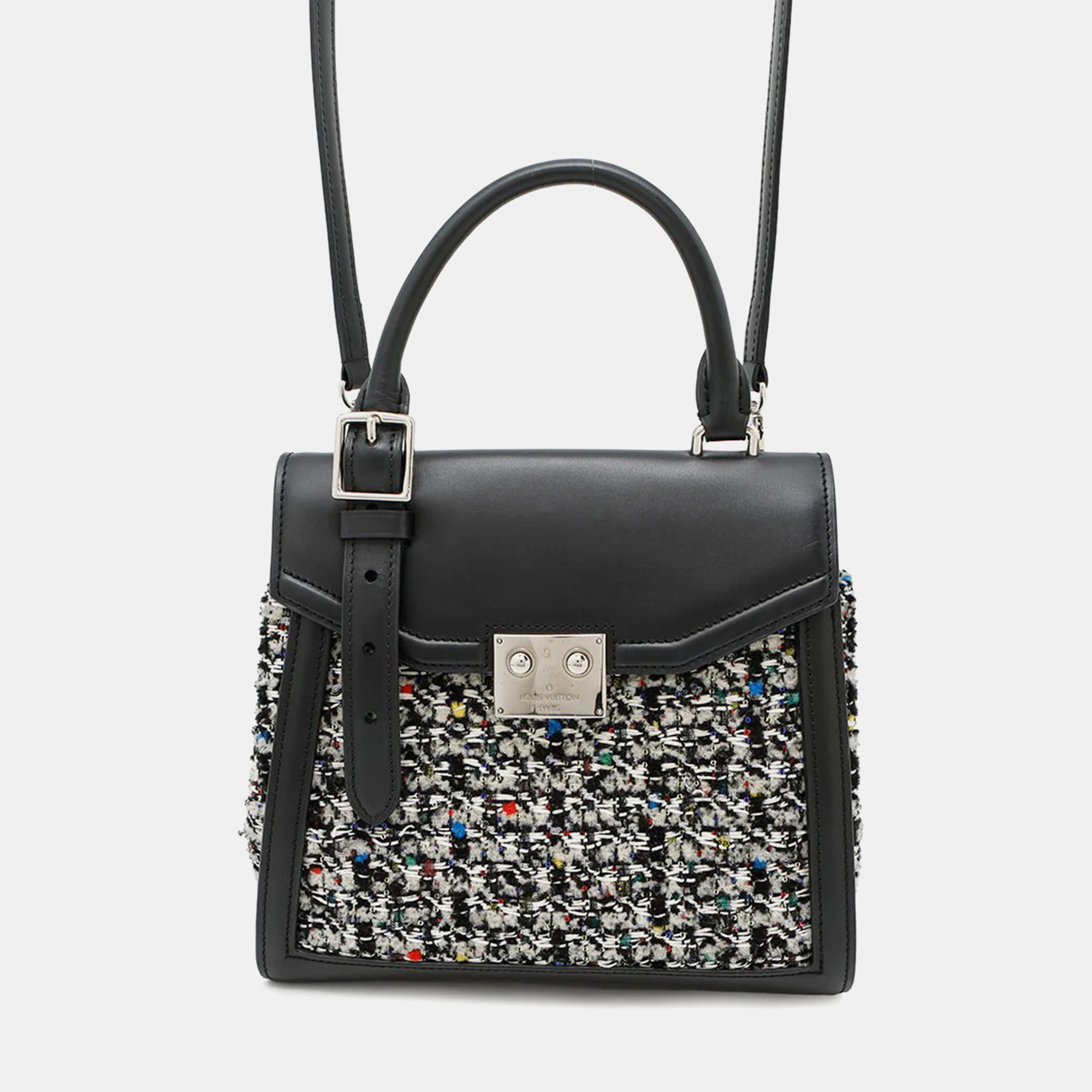 Pre-owned Louis Vuitton Lv Arc Gray/black Tweed Leather Pm Bag