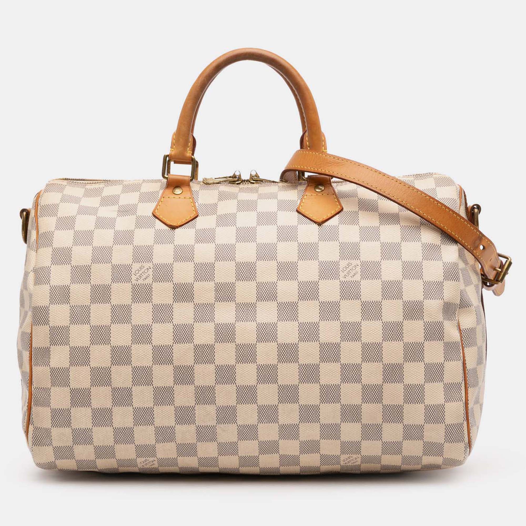 

Louis Vuitton White Damier Azur Speedy Bandouliere 35