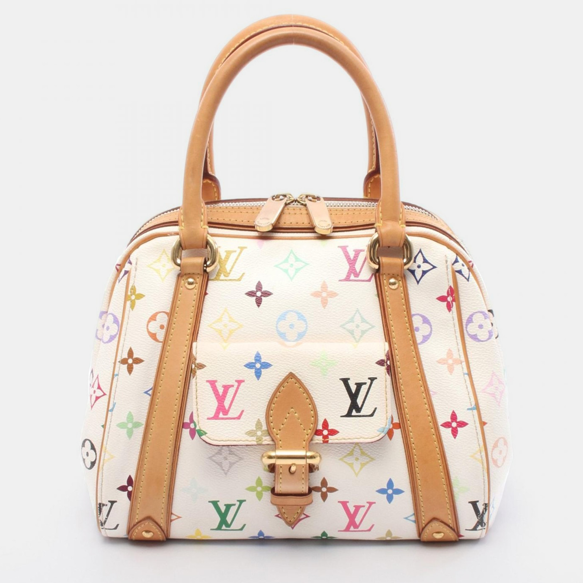 

Louis Vuitton Priscilla Handbag Monogram Multicolor Canvas Leather Blanc, White