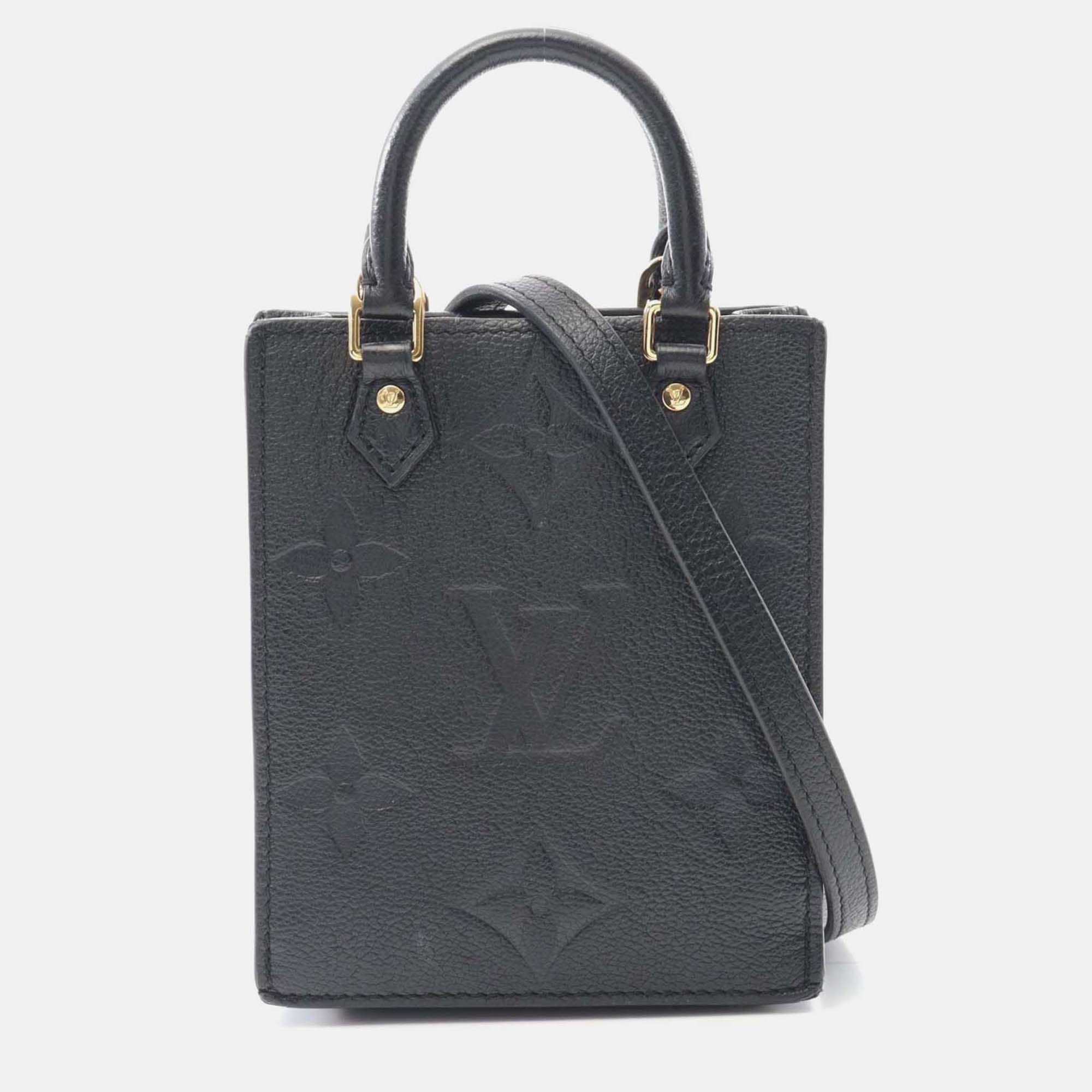 

Louis Vuitton Petit Sac Plat 2Way Shoulder Handbag Monogram Empreinte, Black