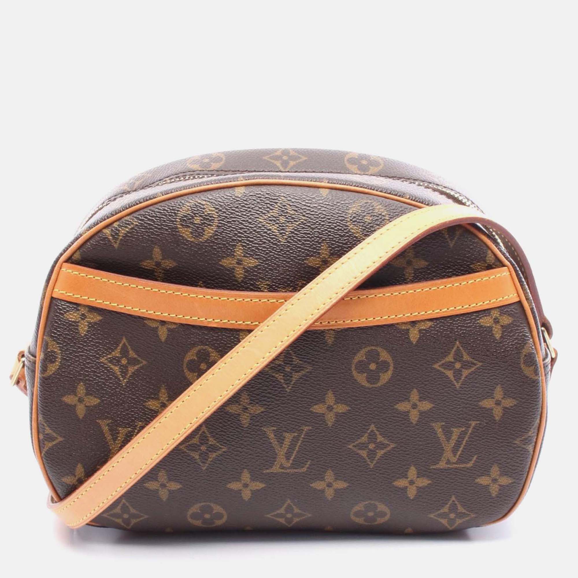 Pre-owned Louis Vuitton Blois Shoulder Bag Monogram Canvas Leather Brown