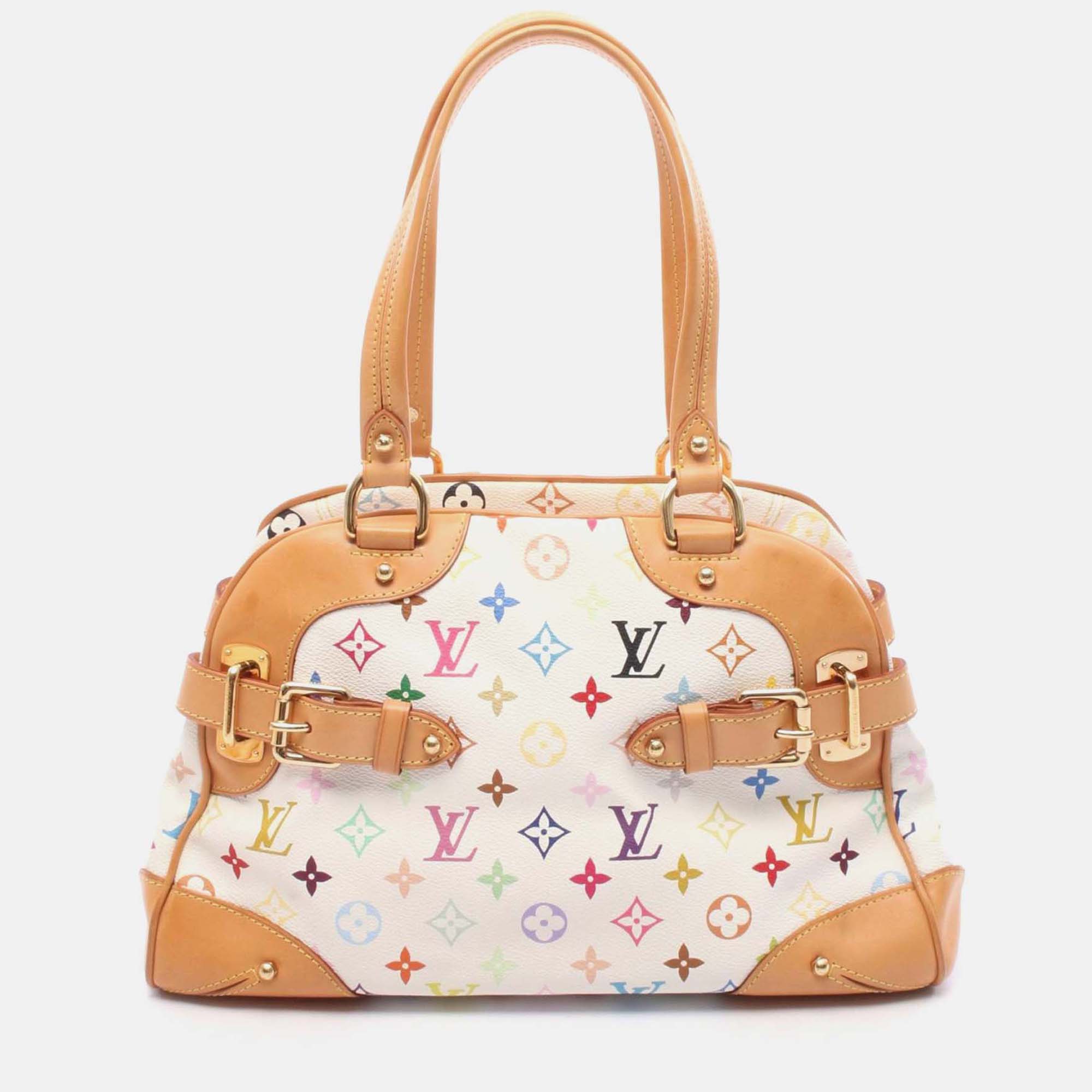 

Louis Vuitton Claudia Handbag Monogram Multicolor Canvas Leather Blanc, White