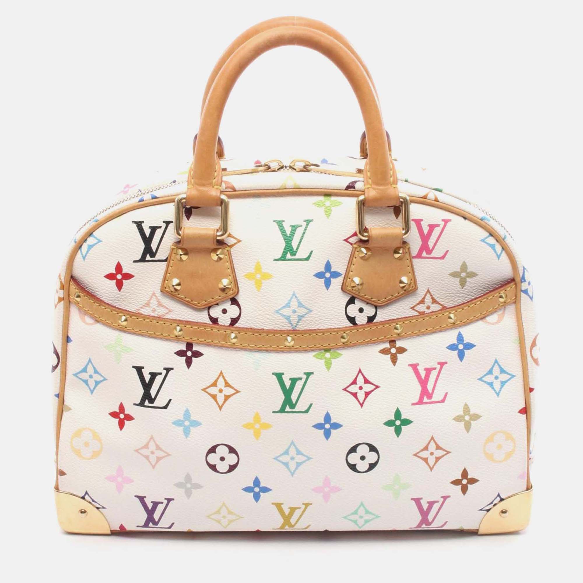 

Louis Vuitton Trouville Handbag Monogram Multicolor Canvas Leather Blanc, White