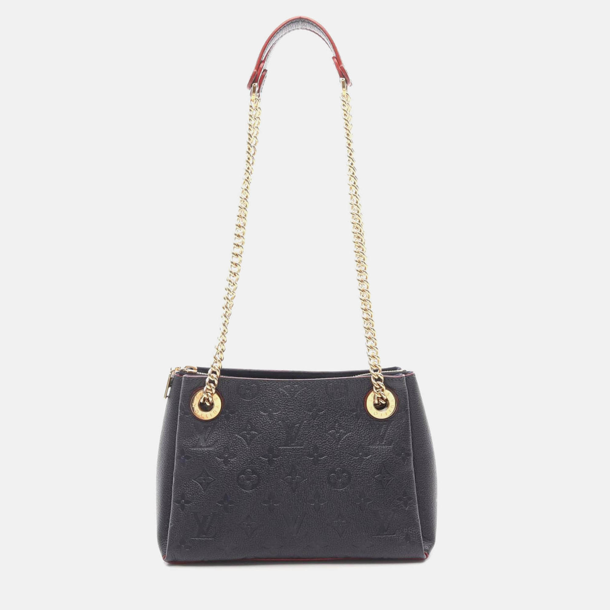 Pre-owned Louis Vuitton Surenne Bb Chain Shoulder Bag Monogram Empreinte Navy In Blue