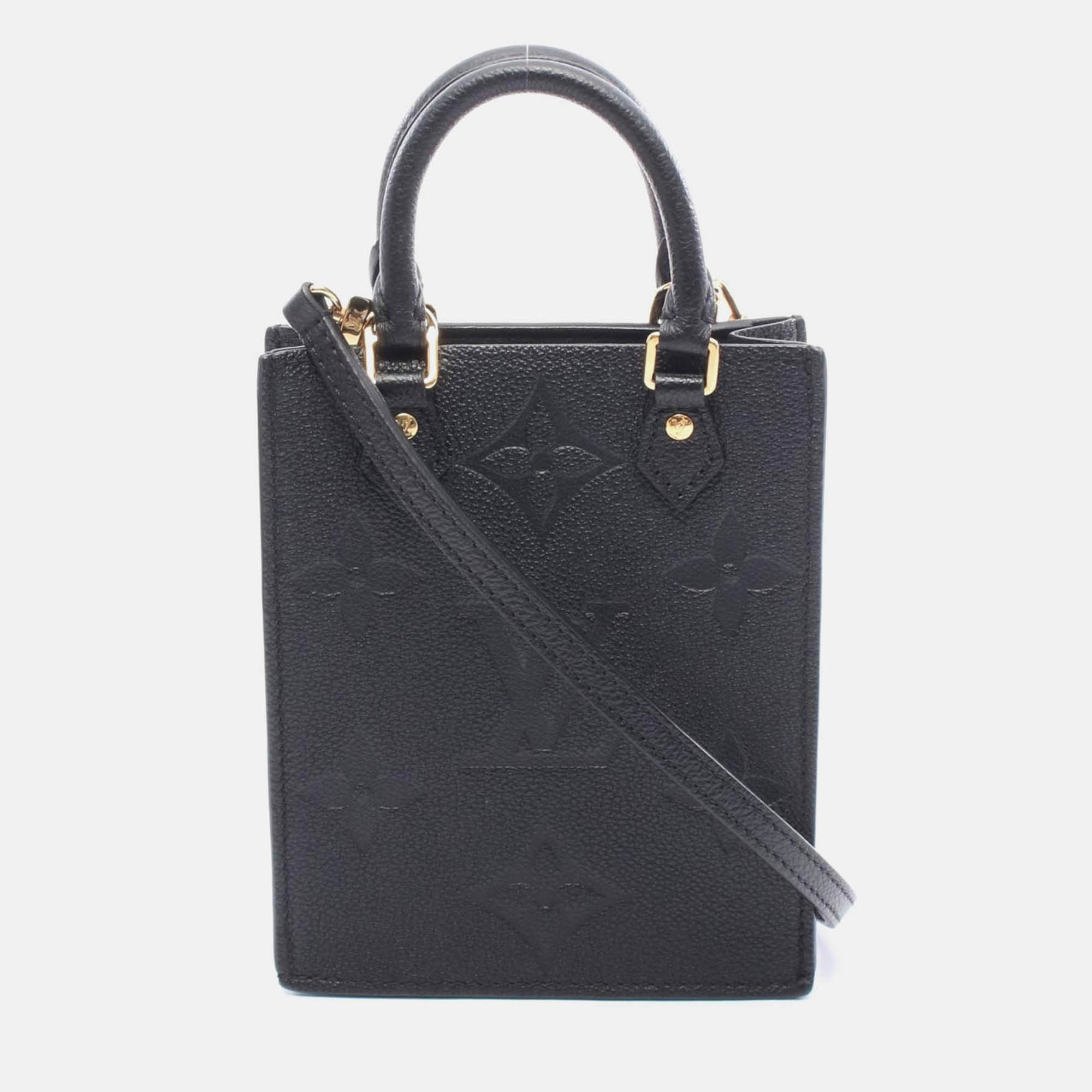 

Louis Vuitton Petit Sac Plat Shoulder Handbag Monogram Empreinte Noir, Black