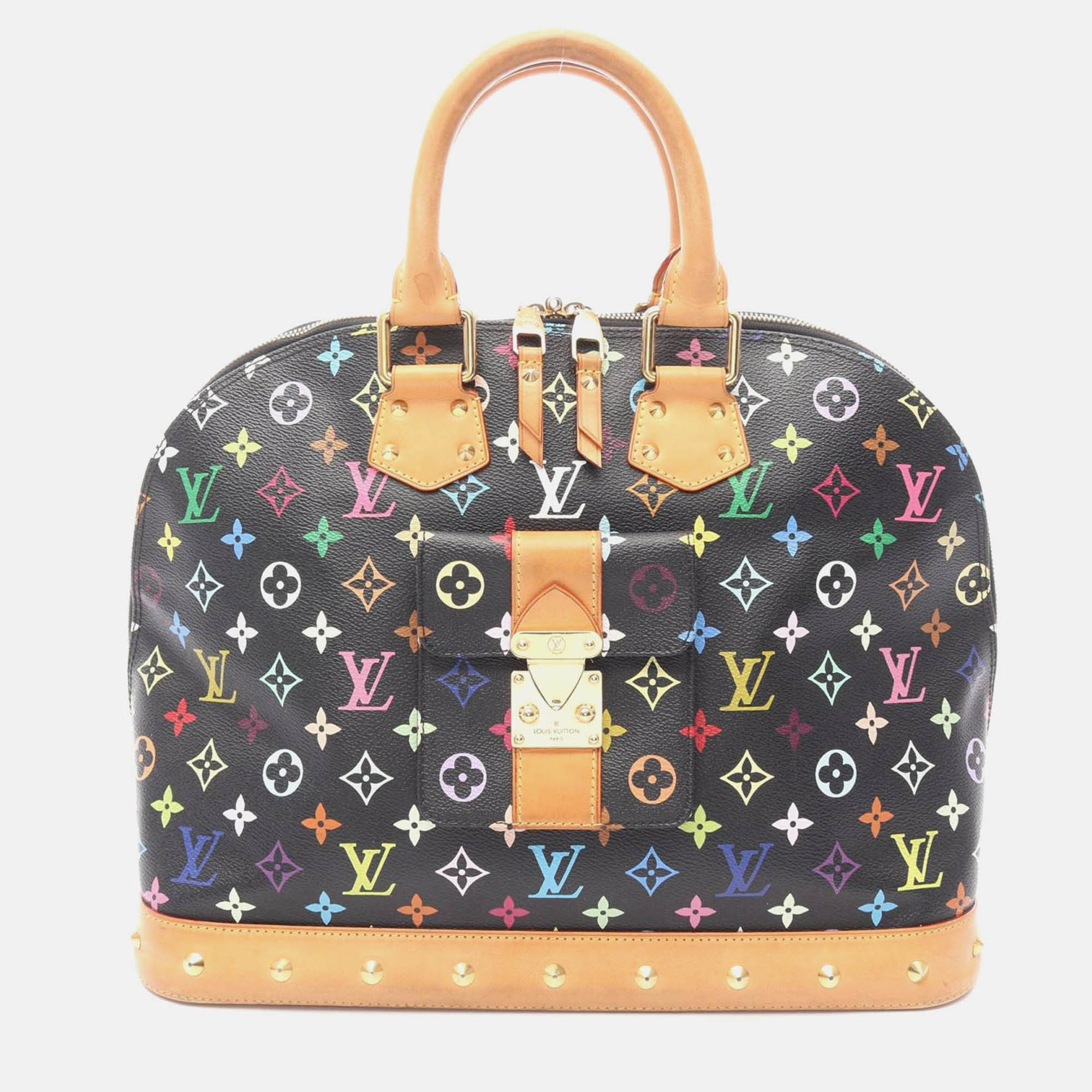 

Louis Vuitton Alma Gm Handbag Monogram Multicolore Canvas Leather Noir, Black