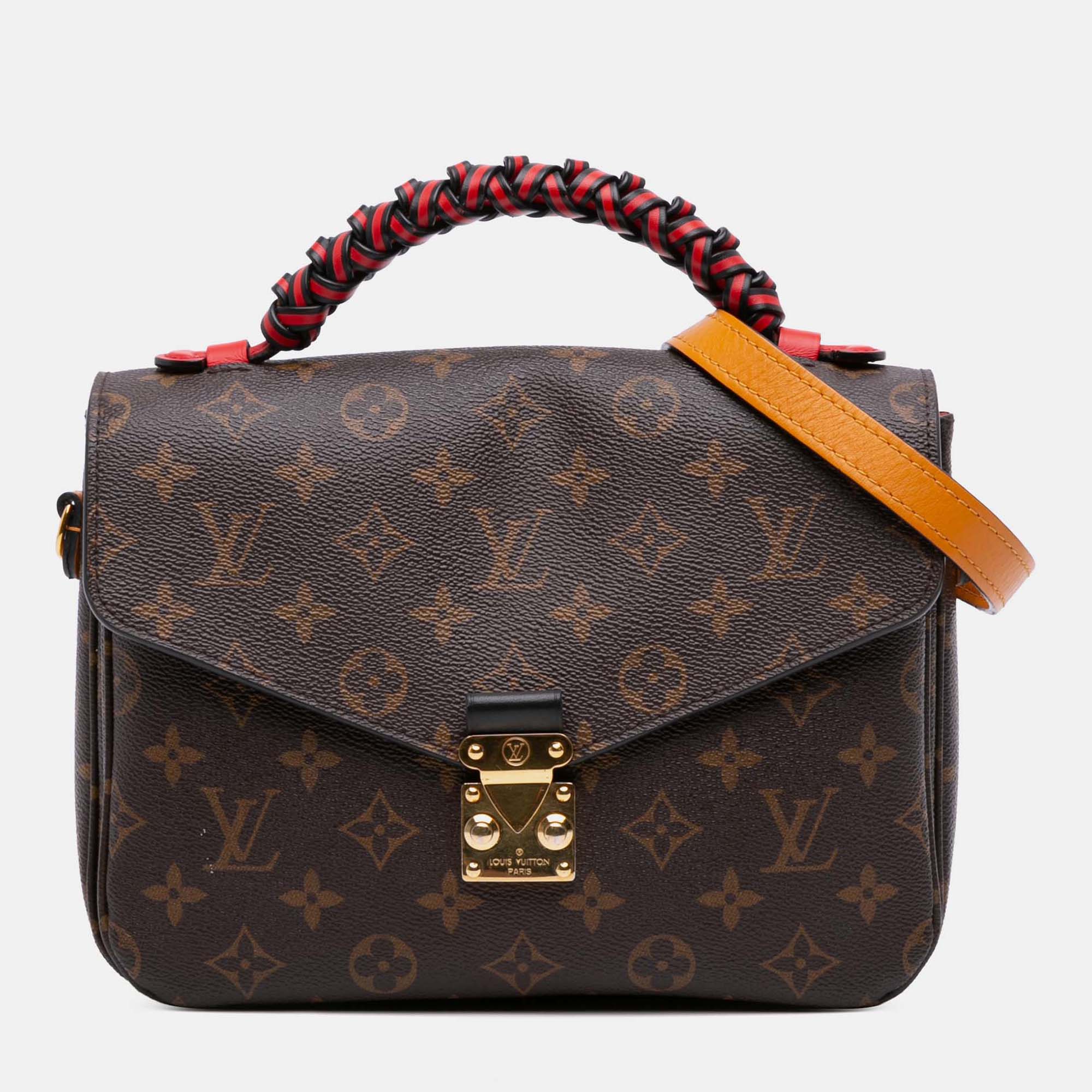 Pre-owned Louis Vuitton Brown Monogram Braided Pochette Metis