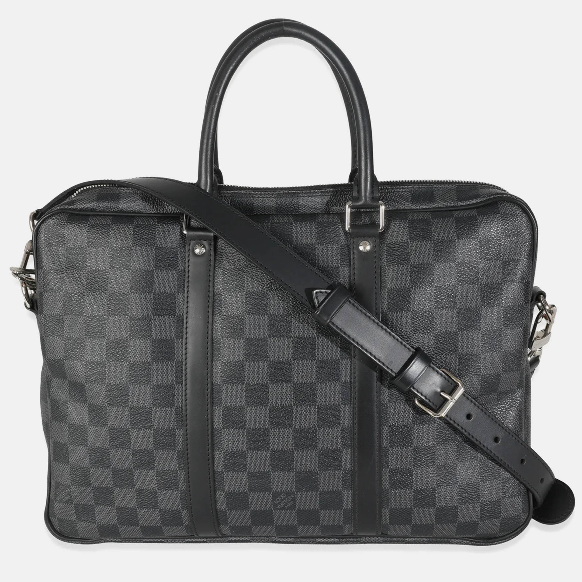 

Louis Vuitton Damier Graphite Canvas Porte Documents PM, Black