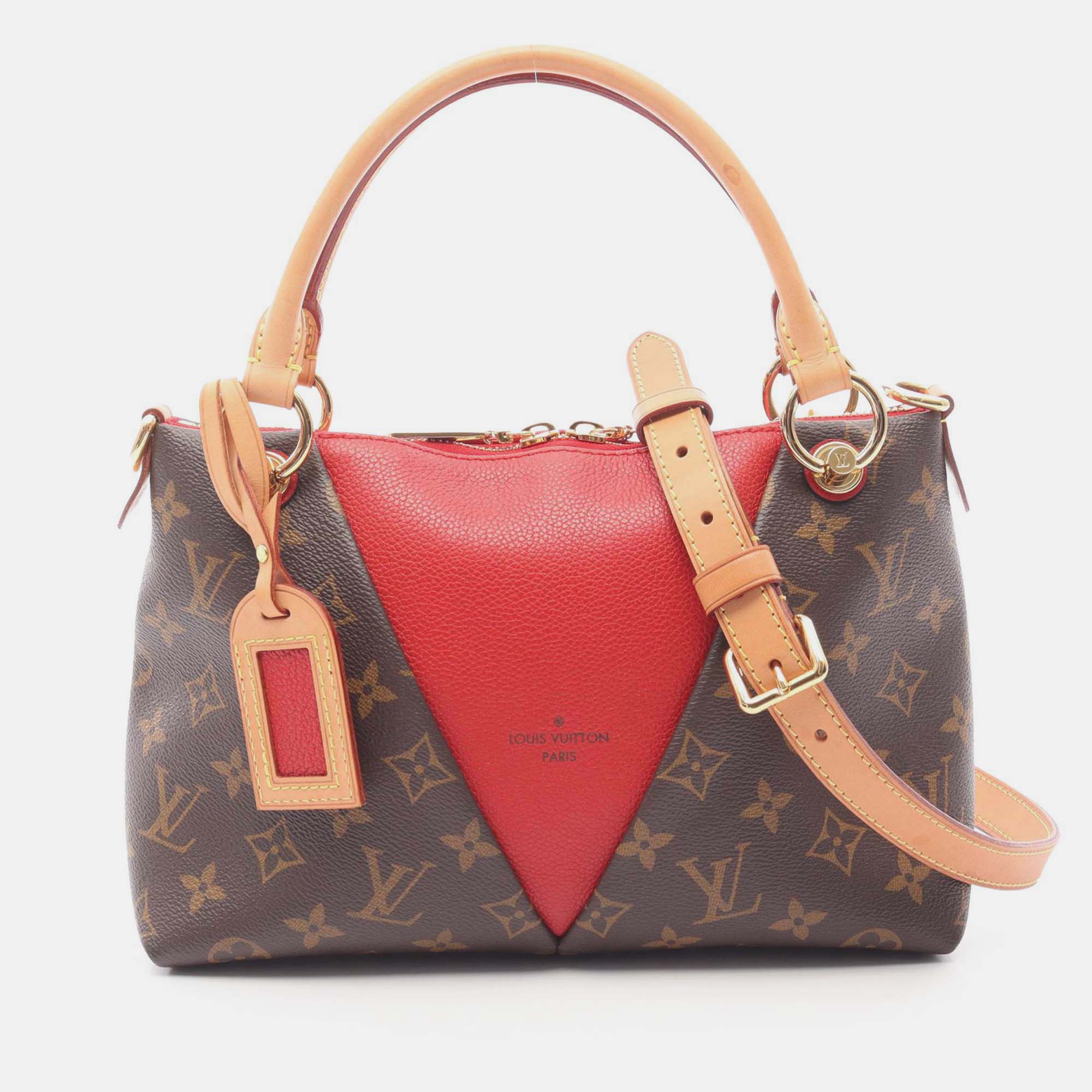 Pre-owned Louis Vuitton Brown/red Monogram V Tote Bb