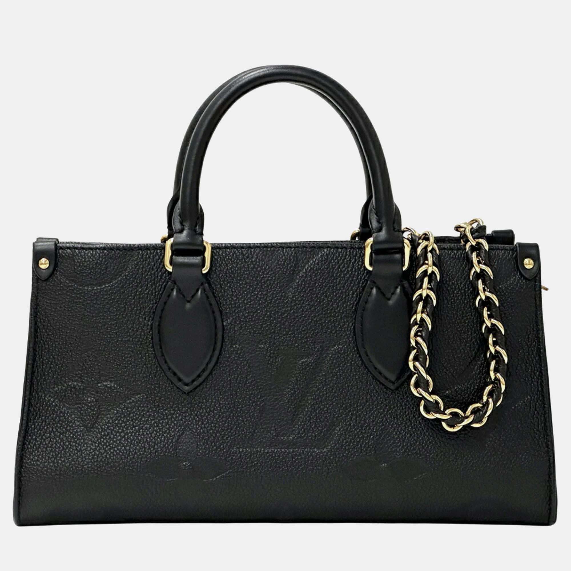 Pre-owned Louis Vuitton Monogram Empreinte On The Go Handbag Ew Noir Black Chain Shoulder Bag
