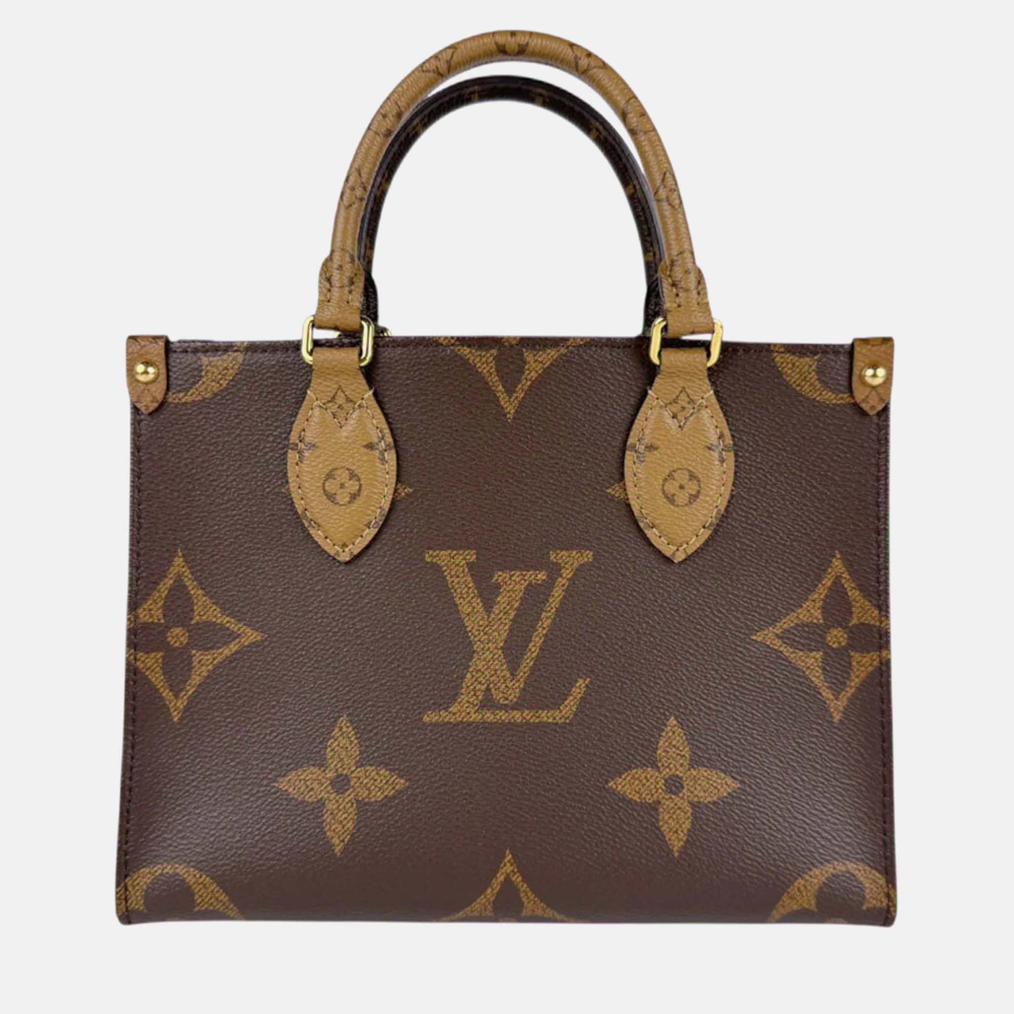 

Louis Vuitton On The Go PM Monogram Reverse Canvas and Leather Shoulder Bag, Brown