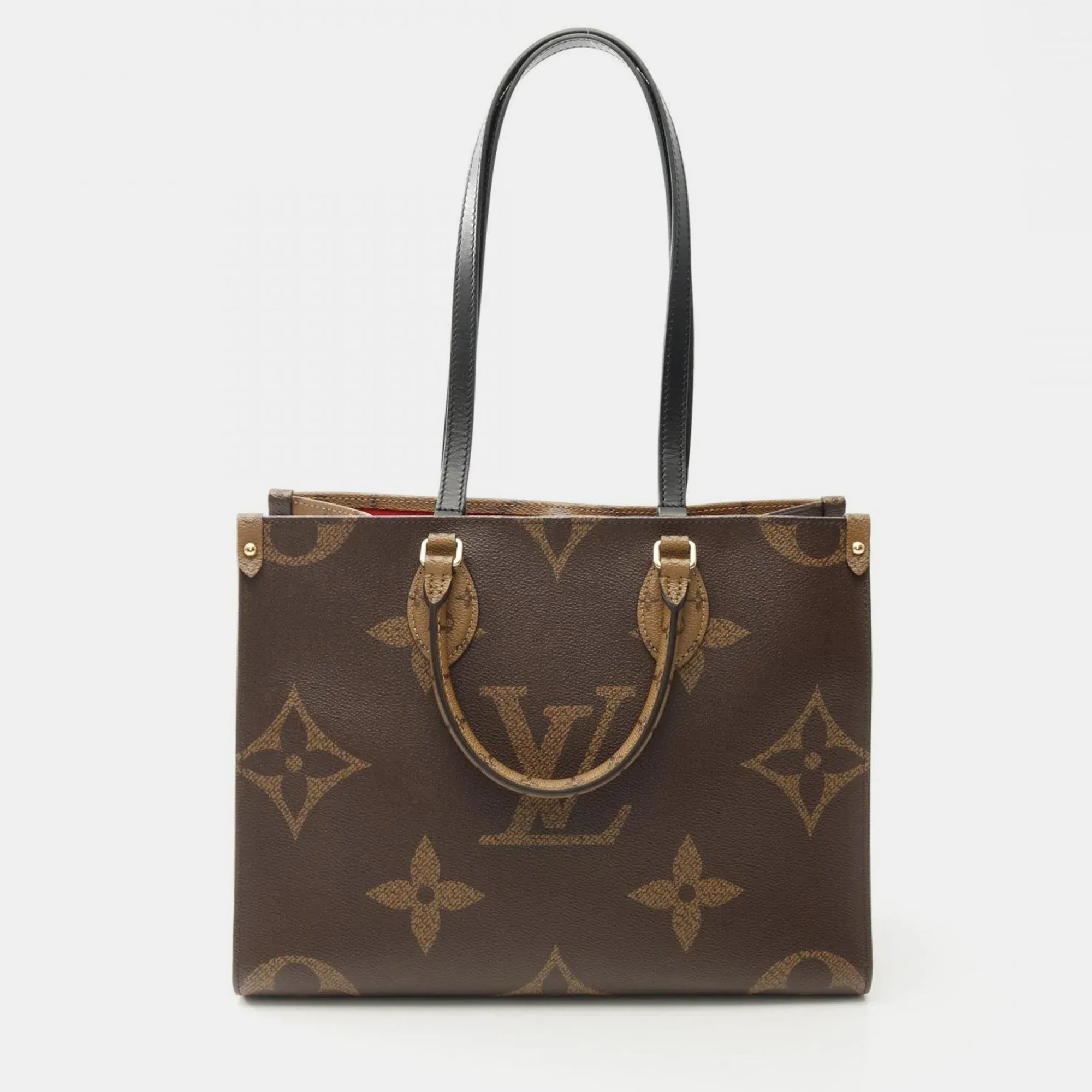 

Louis Vuitton On The Go Mm Monogram Giant Reverse Tote Bag Coated Canvas Leather Brown Beige