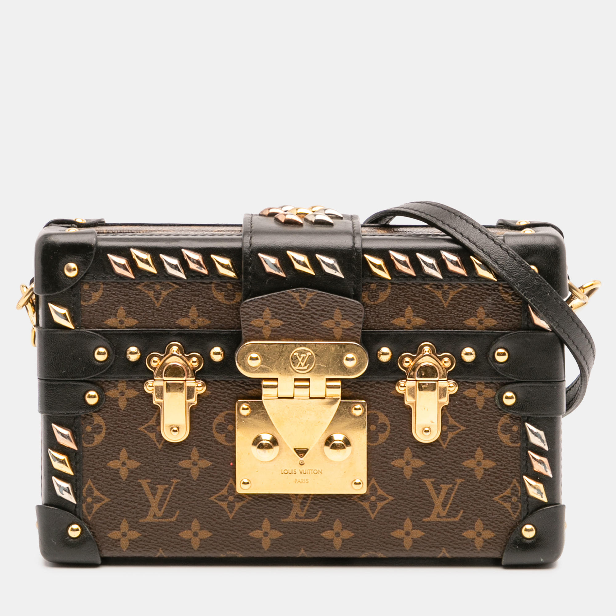 

Louis Vuitton Brown Monogram Studded Petite Malle Shoulder Bag