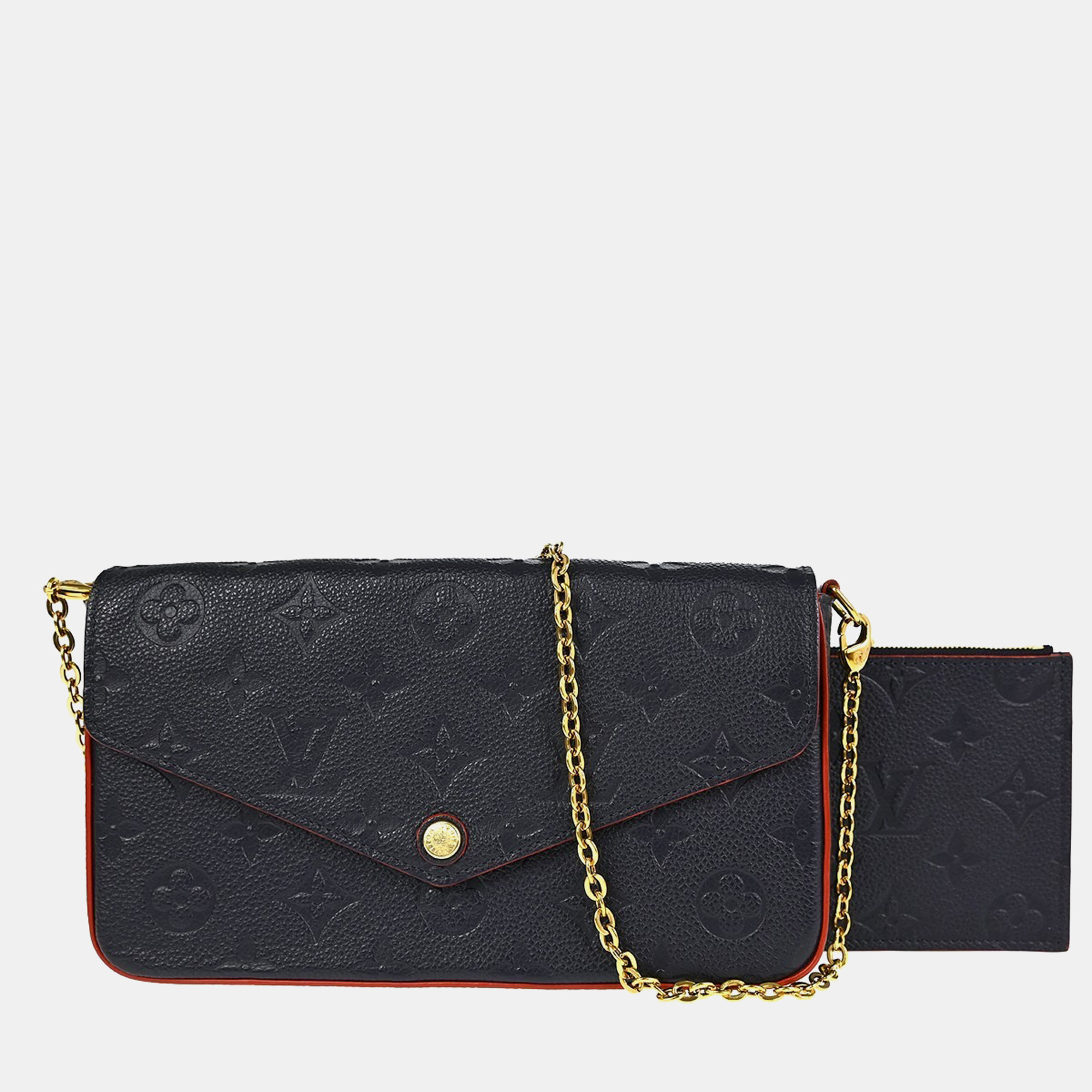 

Louis Vuitton Felicie Pochette Navy, Red Monogram Empreinte Leather Shoulder Bag, Navy blue