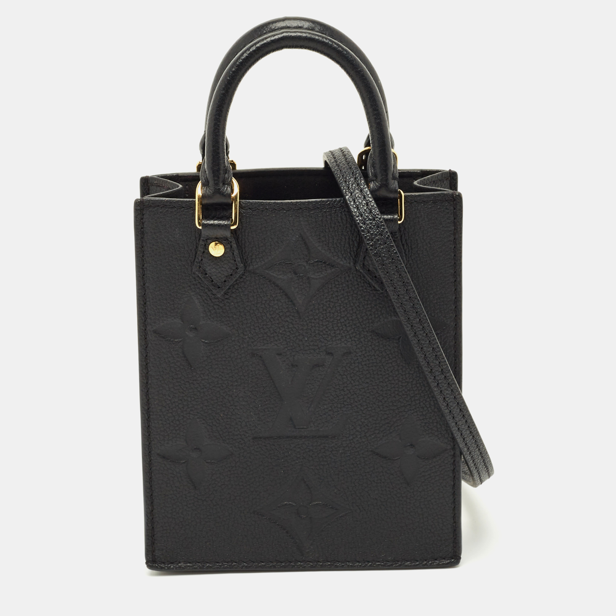 

Louis Vuitton Monogram Giant Empreinte Leather Petit Sac Plat Bag, Black