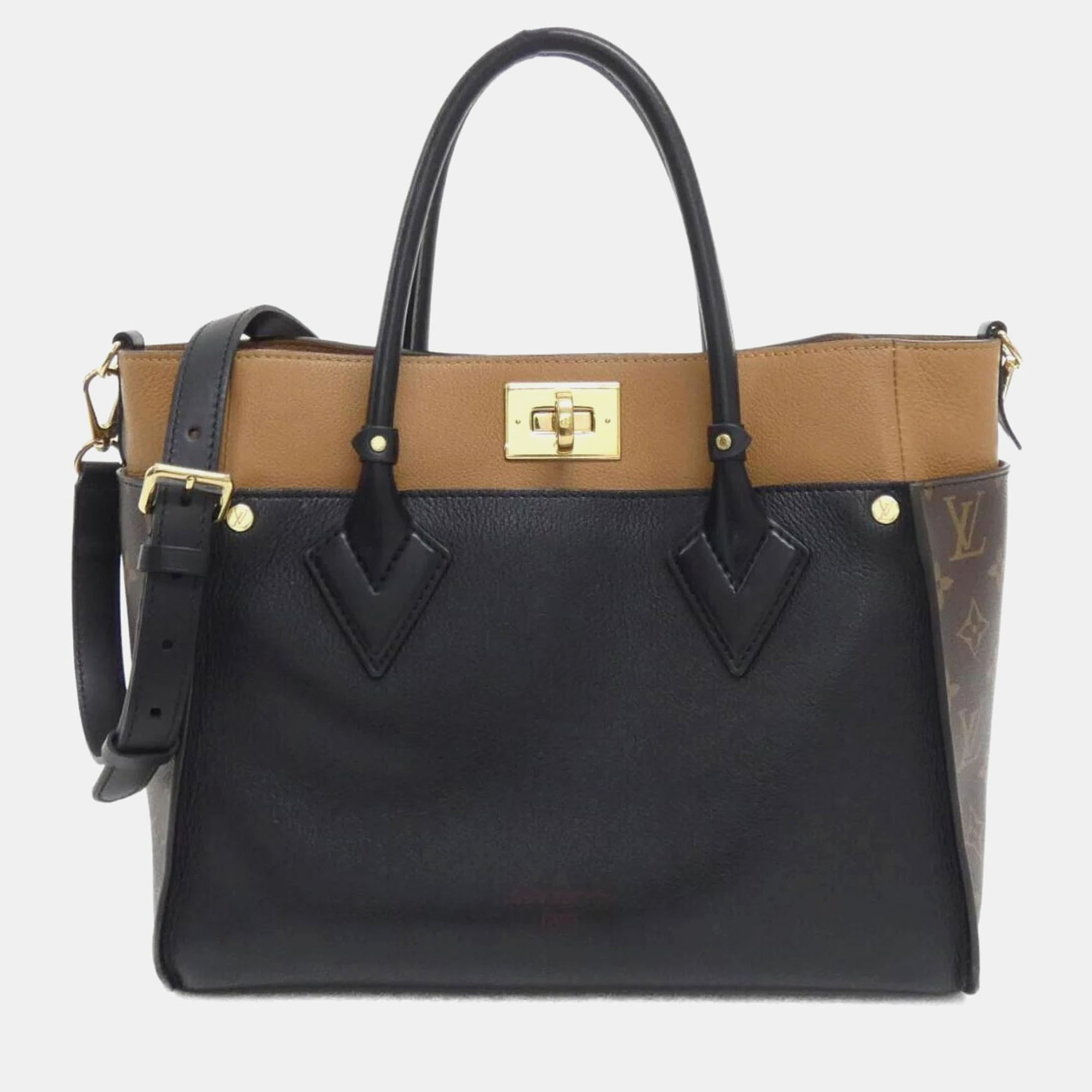 

Louis Vuitton On My Side MM Brown Monogram Canvas Handbag, Black