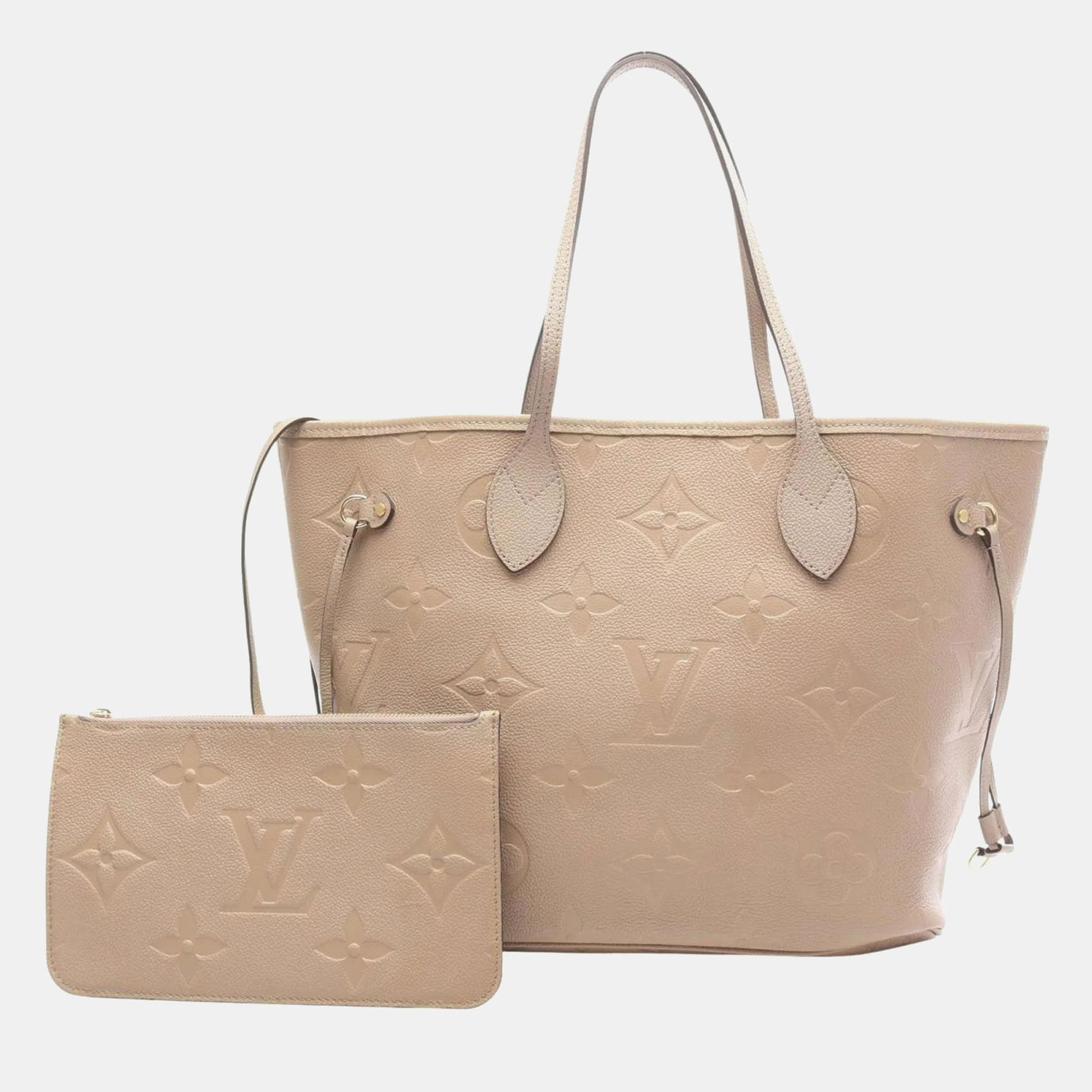 

Louis Vuitton Neverfull Mm Tote Bag In Monogram Empreinte Leather Beige