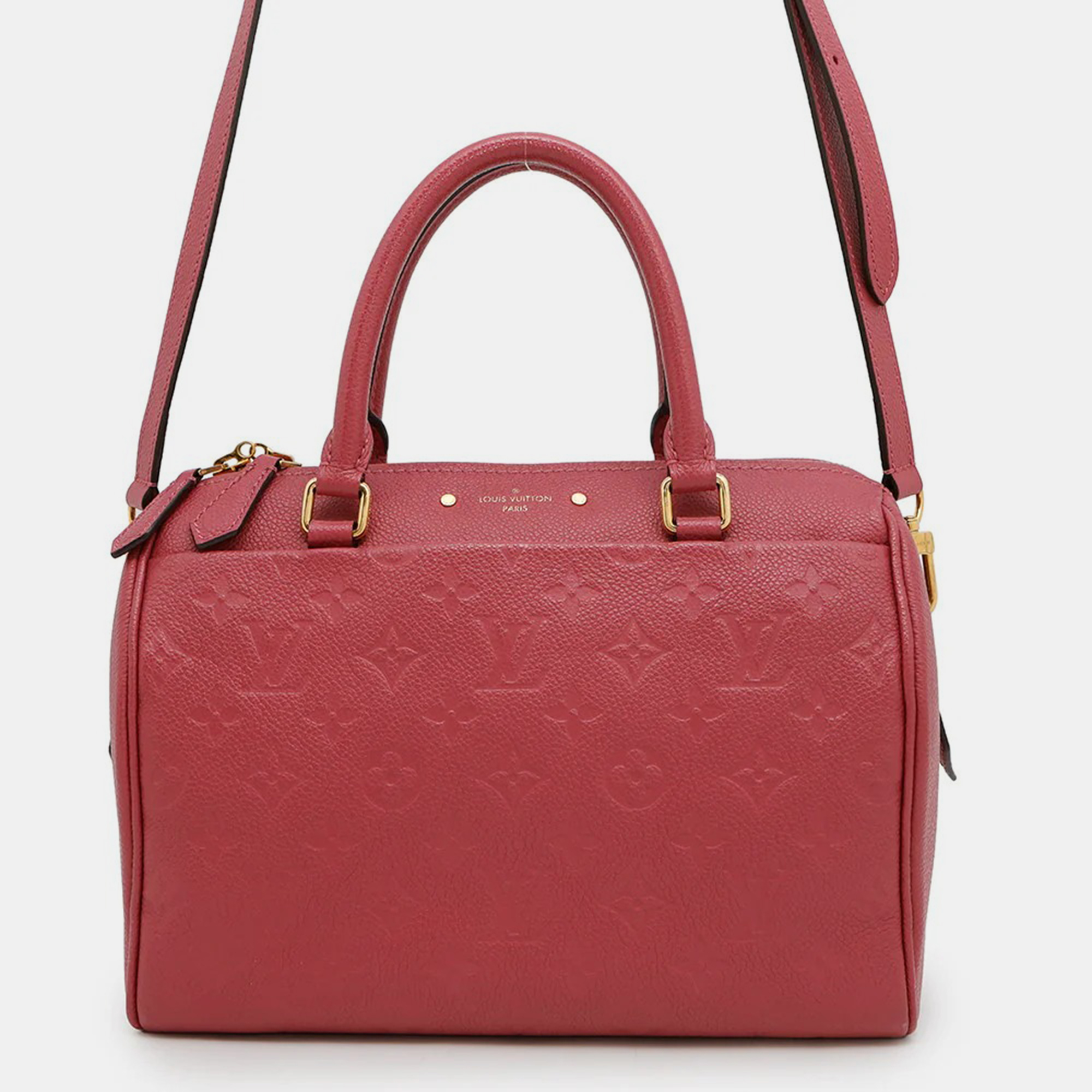 

Louis Vuitton Speedy Bandoulière Rose Pruyere Empreinte Leather Bag, Red